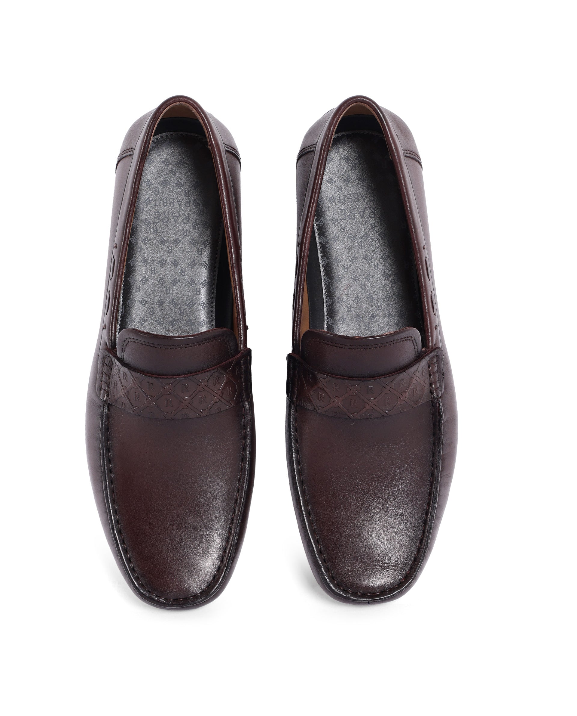 Rare Rabbit Men's Bold Burgundy Slip-On Monotone Genuine Leather Driver Moccasin