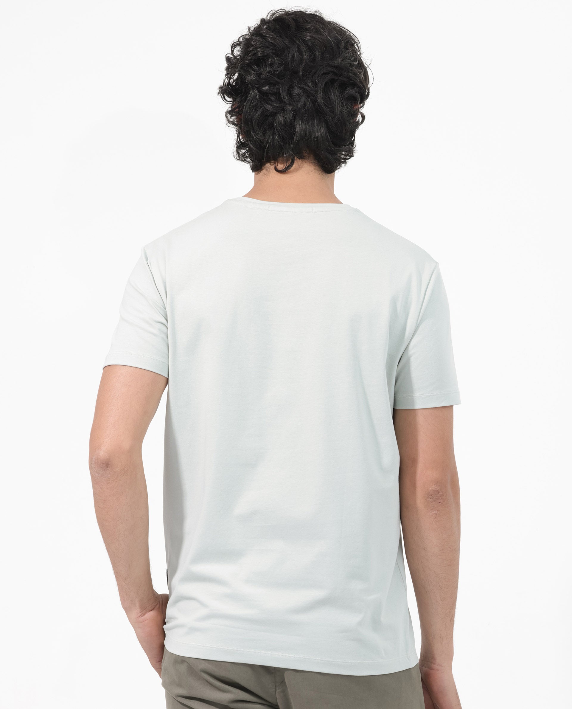 Rare Rabbit Articale Mens Alder Pastel Green Cotton Polyester Fabric Short Sleeve Crew Neck Slim Fit Printed T-Shirt