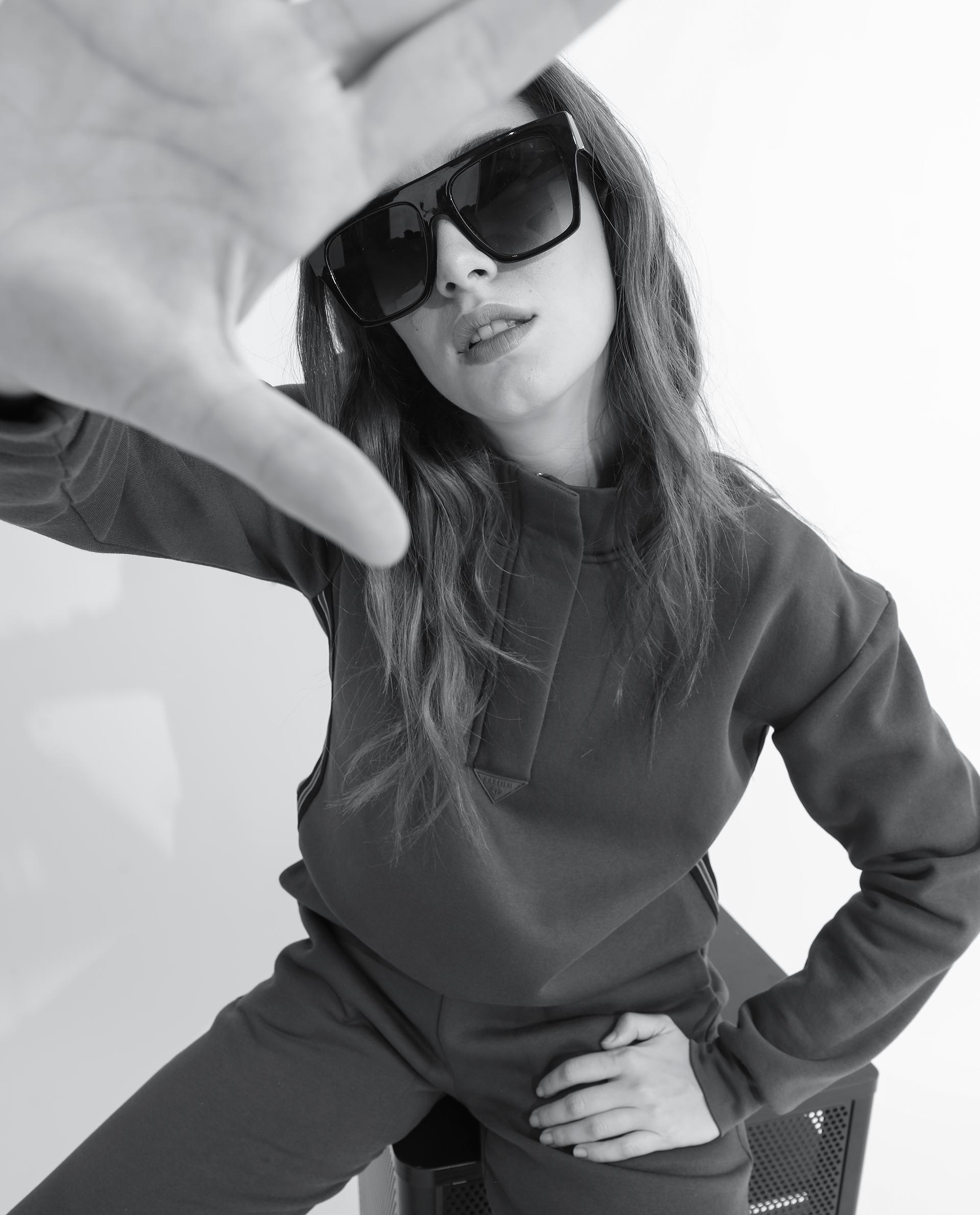 Rareism Women Aldrichh Purple Poly Cotton Fabric Regular Fit Full Sleeves Solid High Neck Sweatshirt