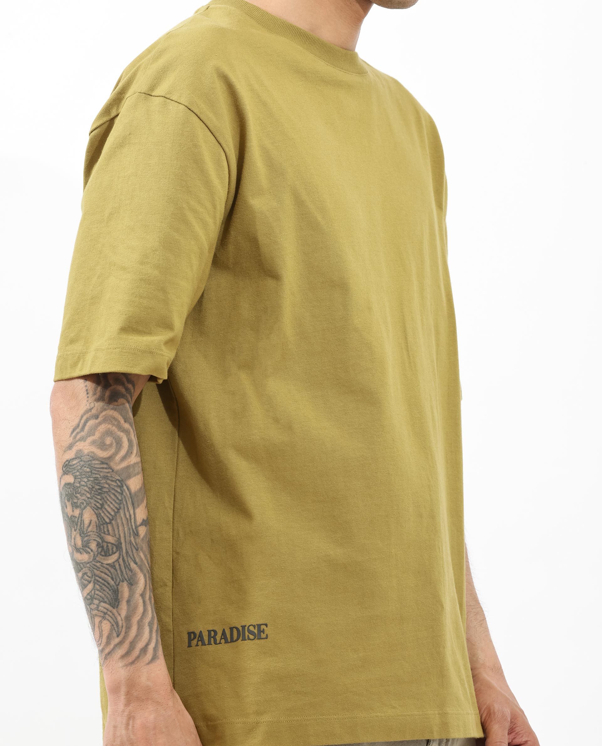 Rare Rabbit Articale Men's Alff Fluorescent Green Cotton Polyester Fabric Crew Neck Oversized Fit Graphic Printed T-Shirt