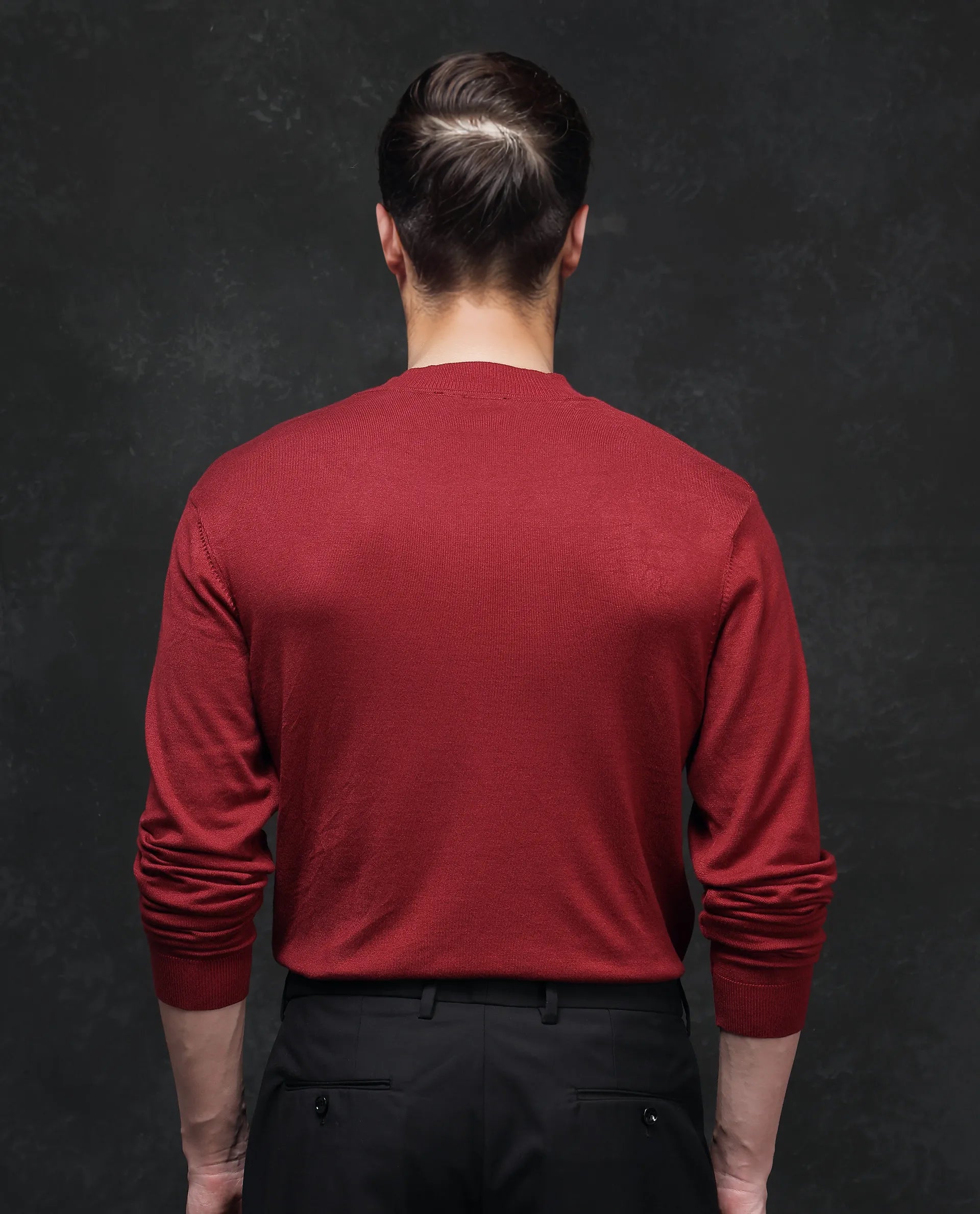 Rare Rabbit Men's Alfot Red Viscose Nylon Fabric Full Sleeve High Neck Regular Fit Plain Sweater