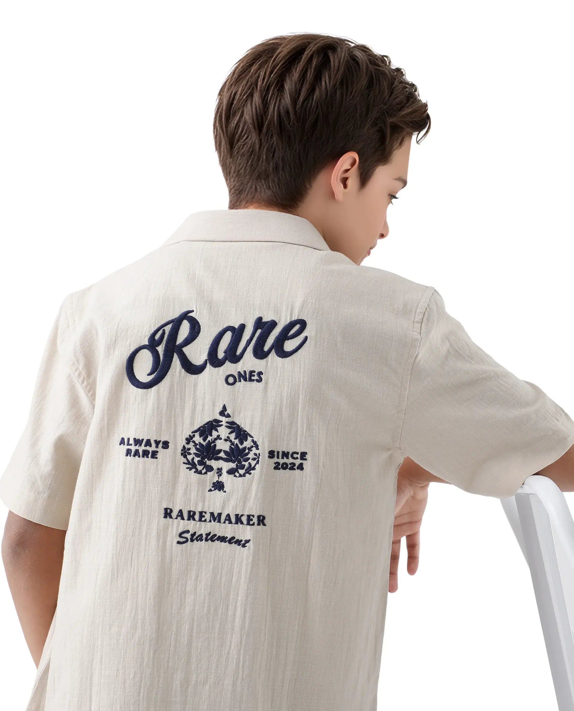 Rare Ones Kids Alma Beige Cotton Half Sleeve Button Solid Regular Fit Shirt