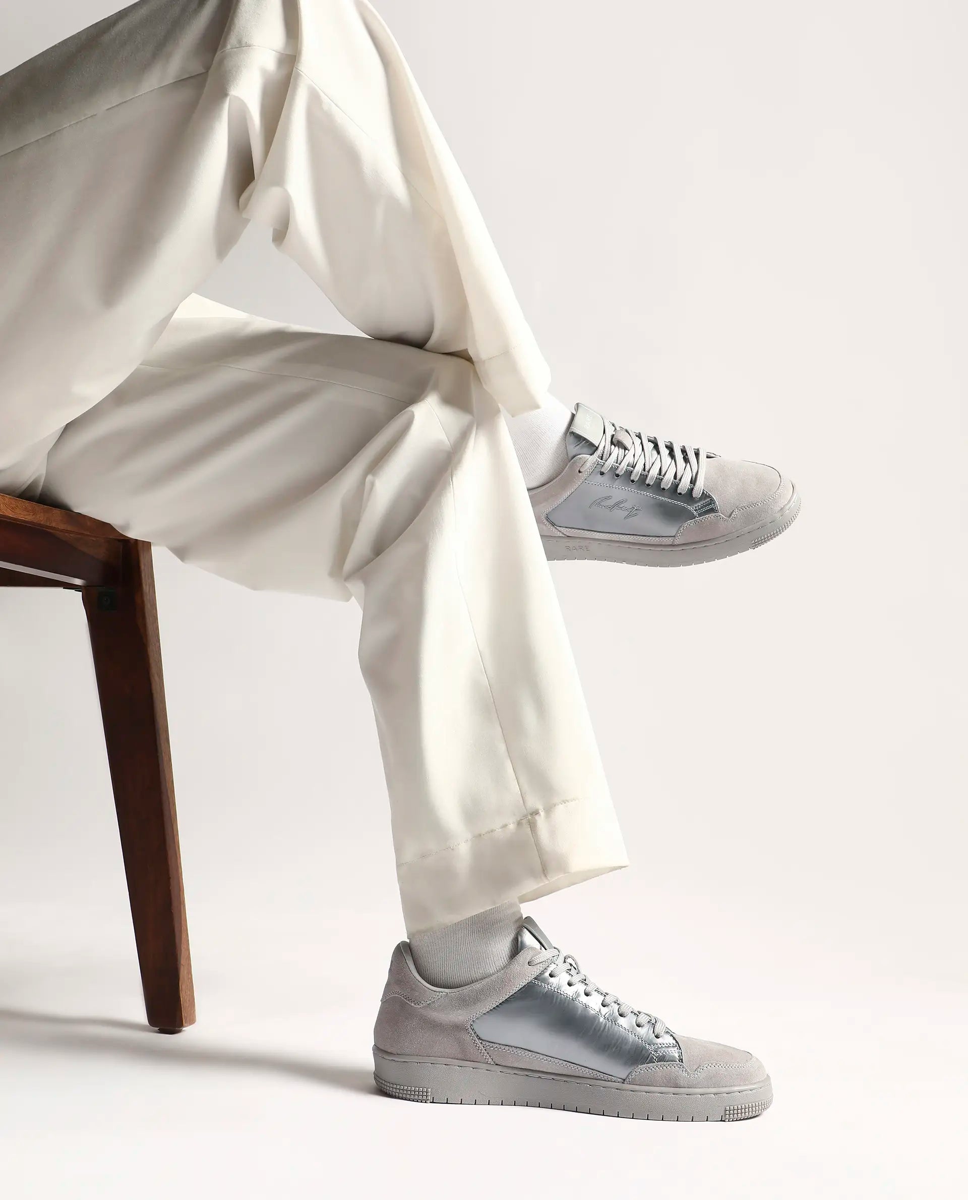 Rare Rabbit Men's Amigo Grey Parachute Lace-Up Closure Sneaker