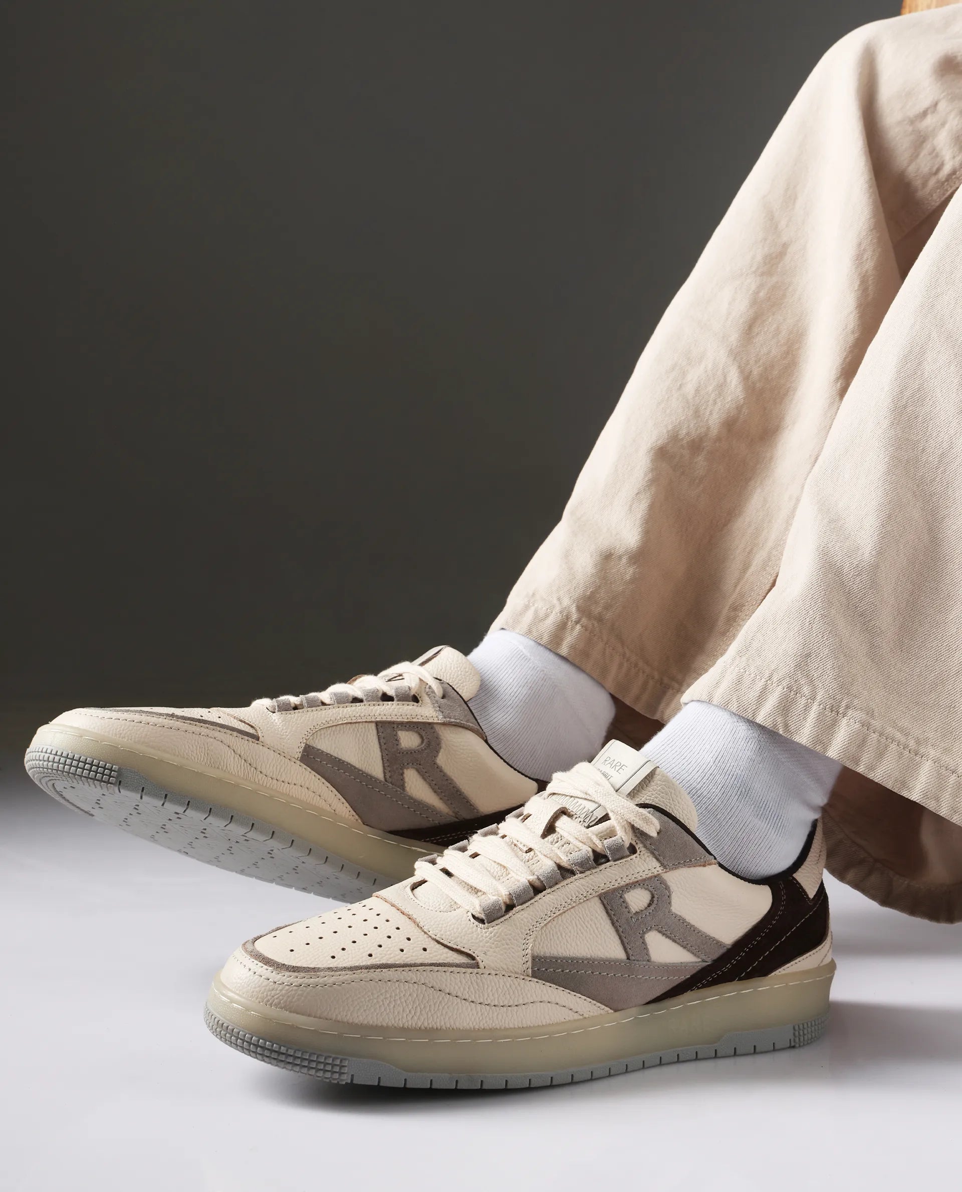 Rare Rabbit Men's Amur Off White Plain Shoes