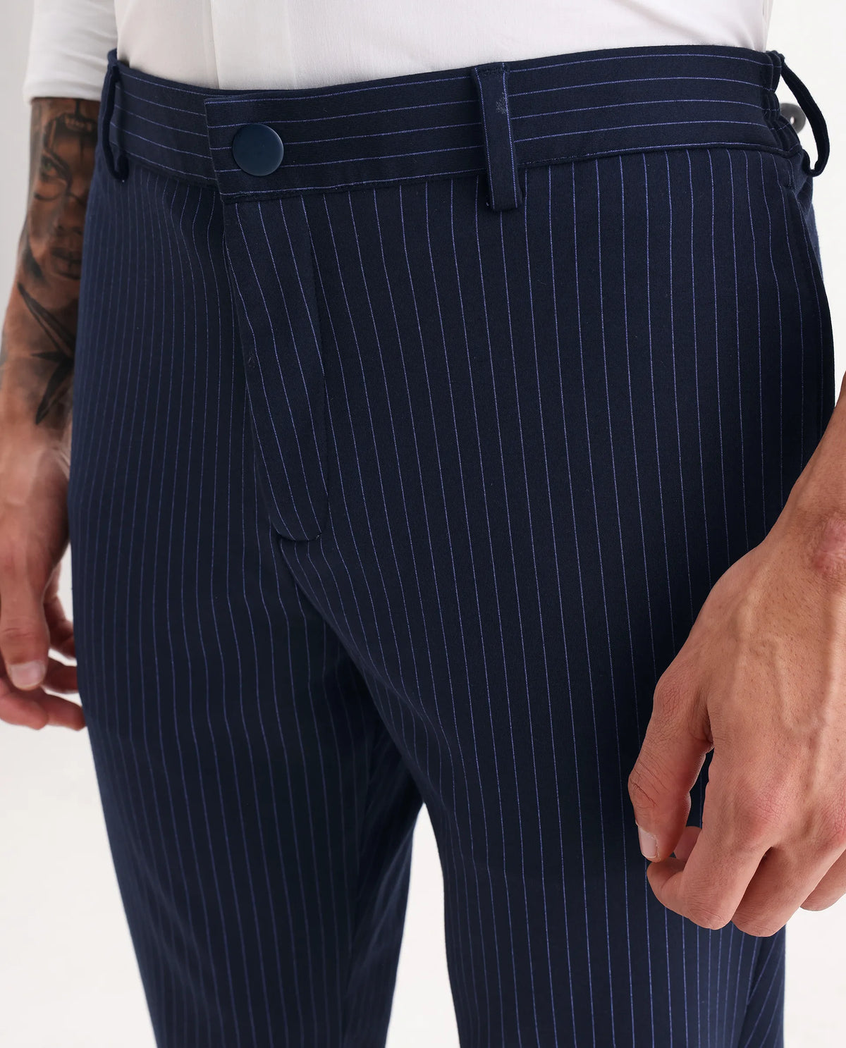 Rare Rabbit Men's Ander Navy Plain Regular Fit Trouser