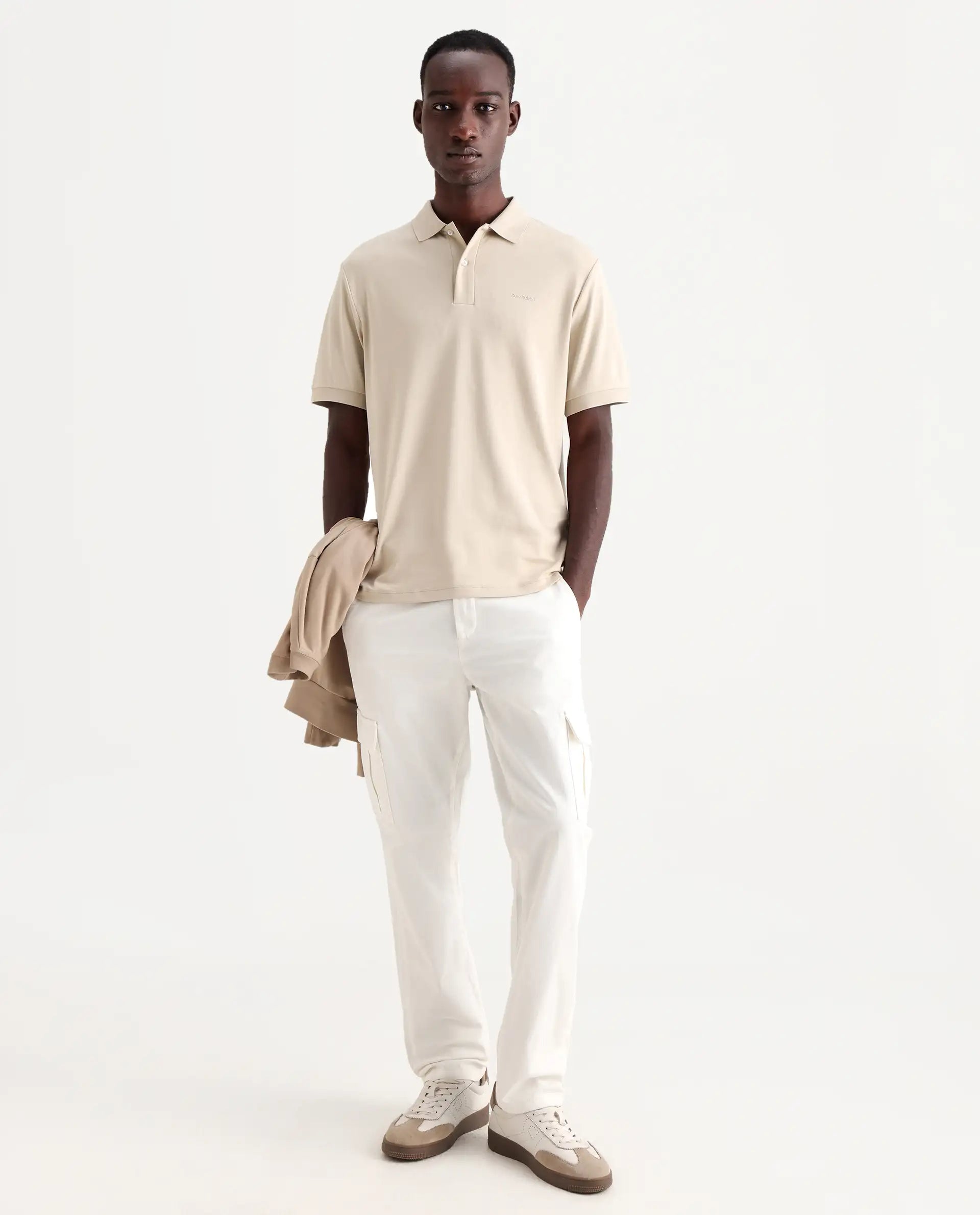 Rare Rabbit Men's Apex Light White Linen Plain Regular Fit Trouser