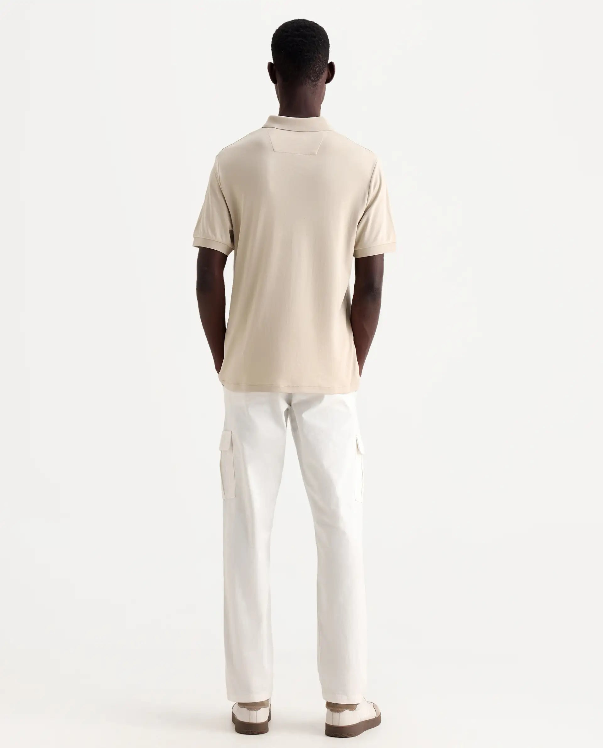 Rare Rabbit Men's Apex Light White Linen Plain Regular Fit Trouser