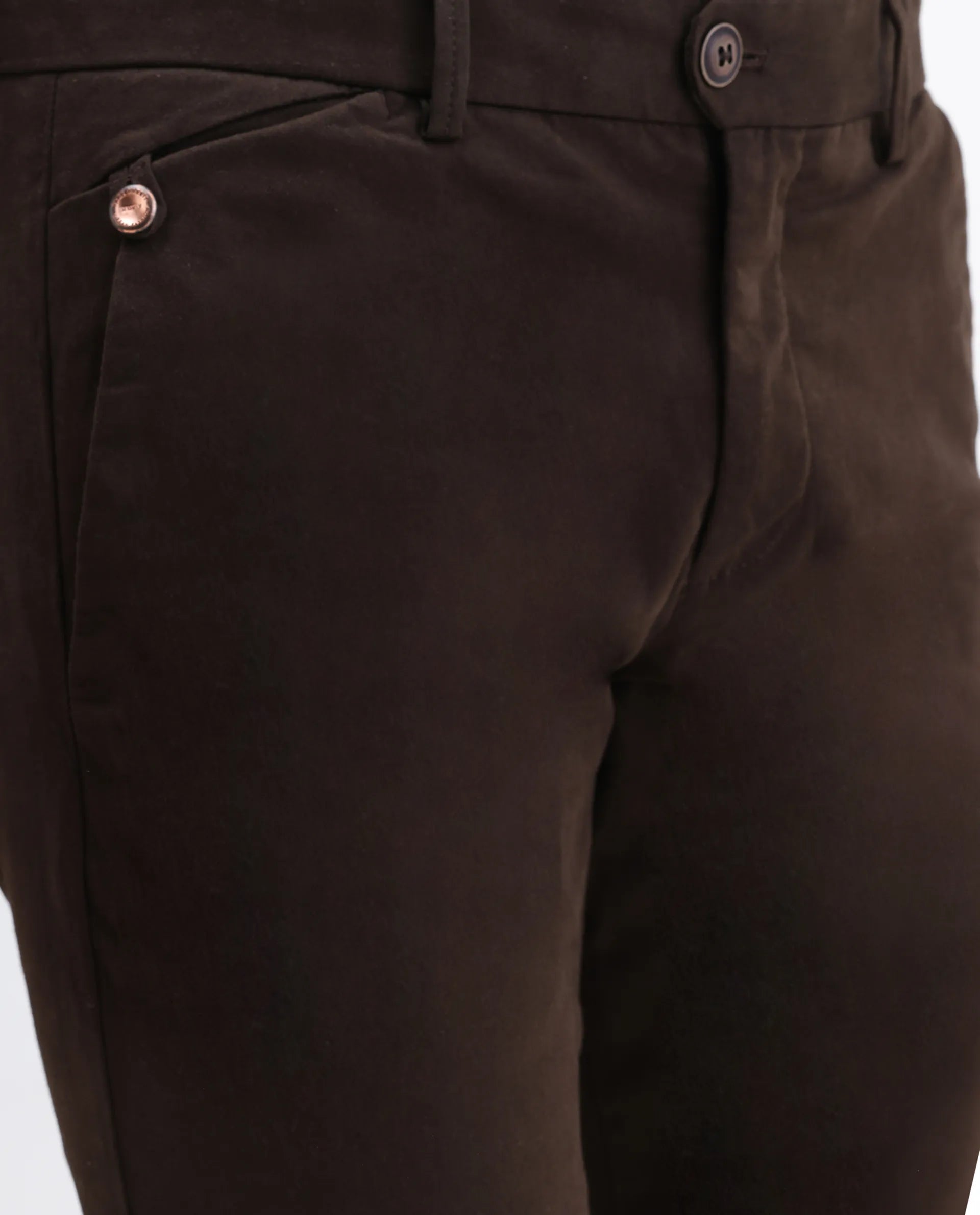 Rare Rabbit Men's Aps Coffee Cotton Plain Regular Fit Trouser