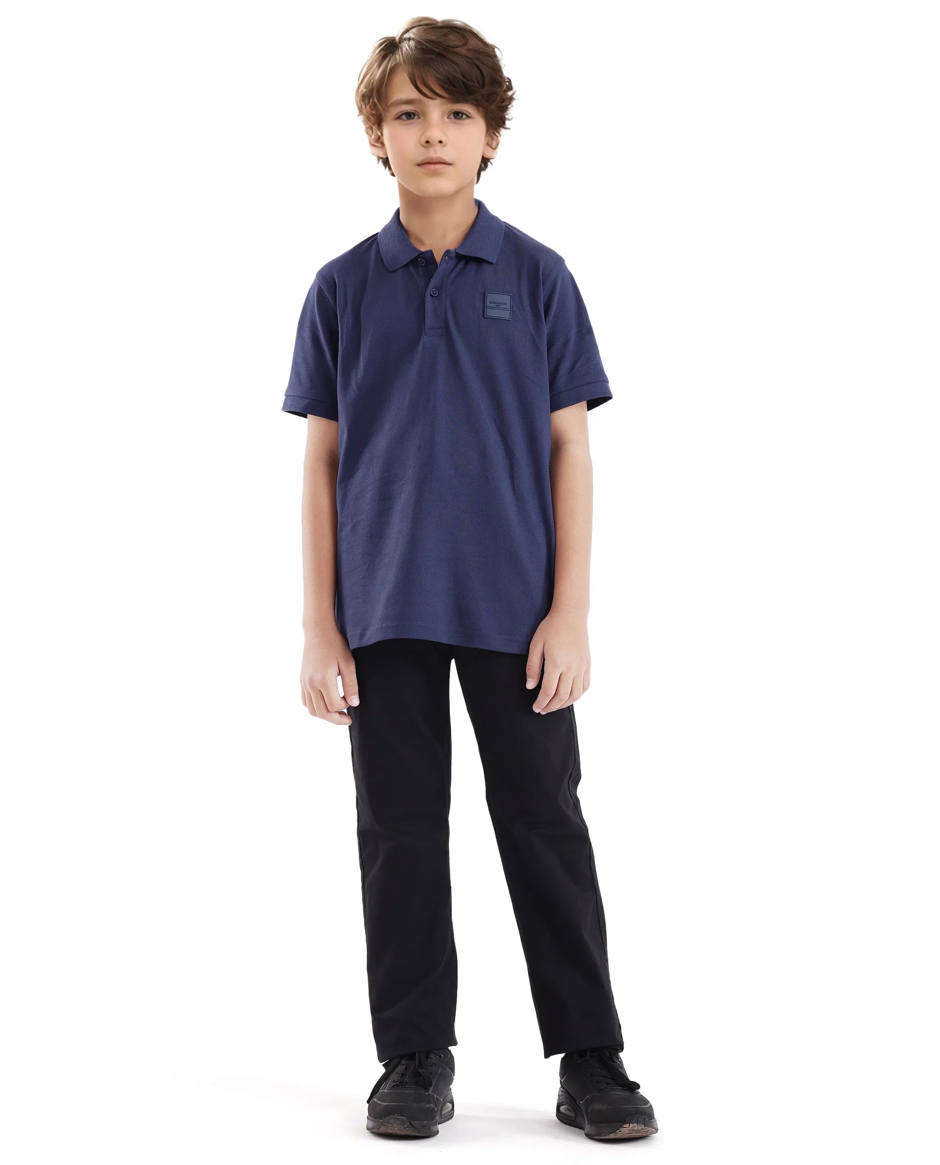 Rare Ones Kids Aran Dark Blue Cotton Short Sleeve Applique Polo