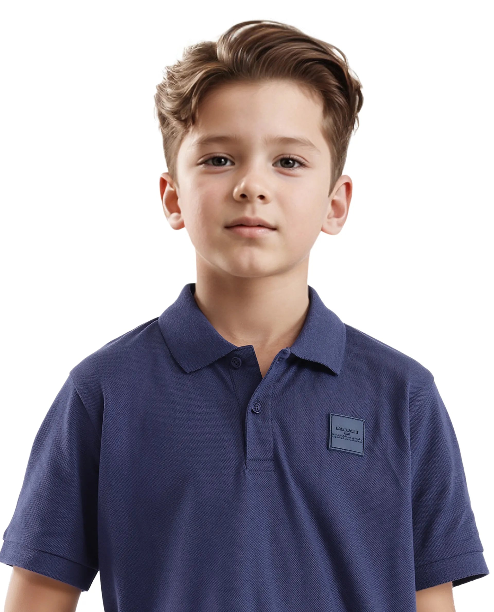 Rare Ones Kids Aran Dark Blue Cotton Short Sleeve Applique Polo