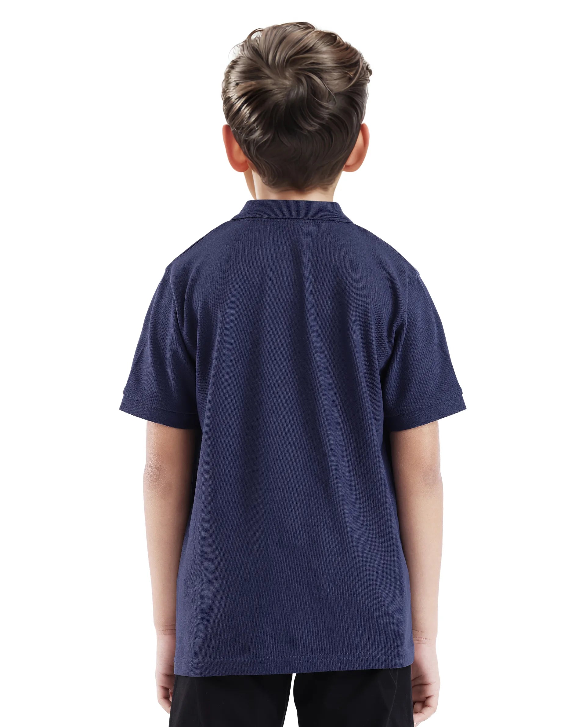 Rare Ones Kids Aran Dark Blue Cotton Short Sleeve Applique Polo
