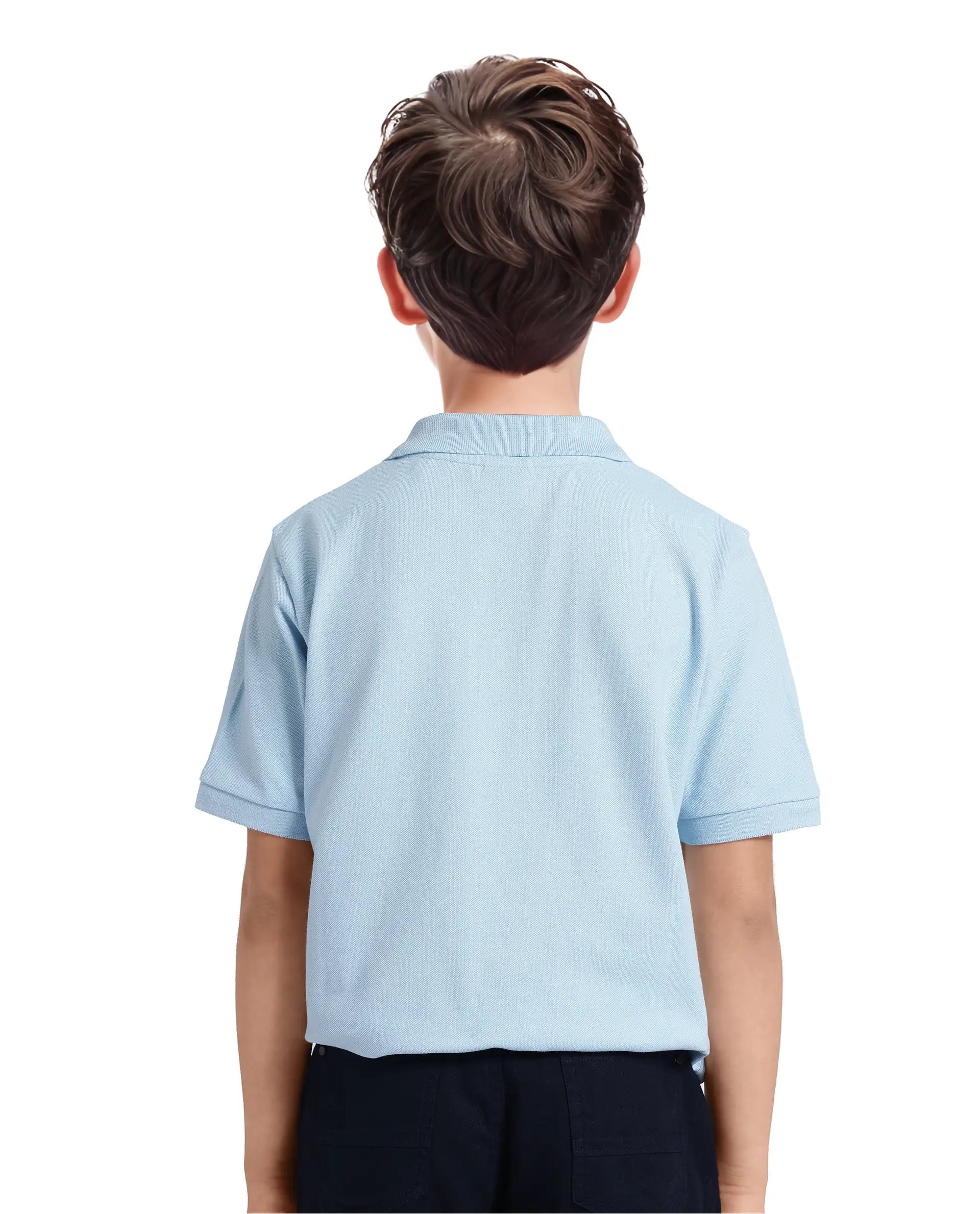 Rare Ones Kids Aran Light Blue Cotton Short Sleeve Polo Neck Applique Polo