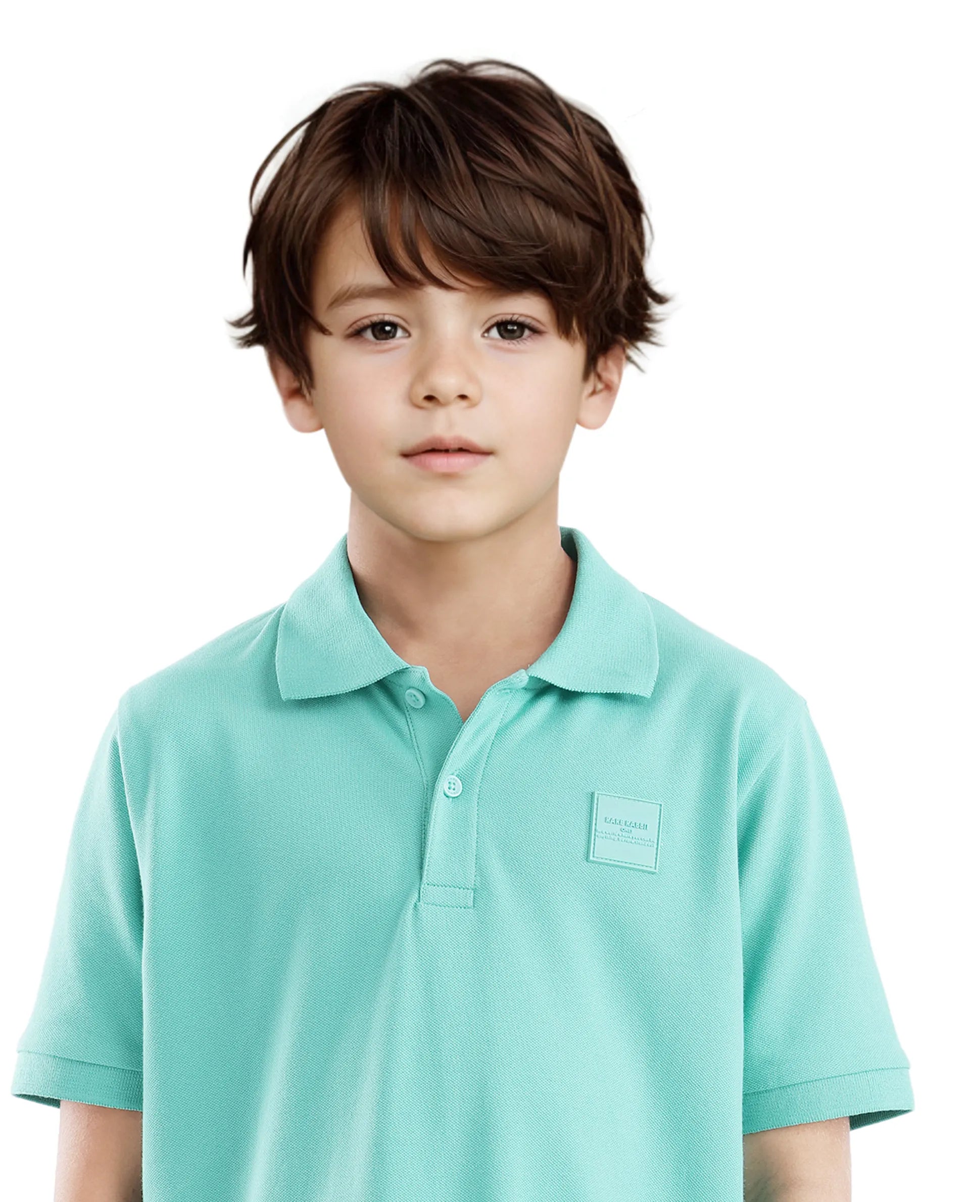 Rare Ones Kids Aran Light Green Cotton Short Sleeve Applique Print Polo