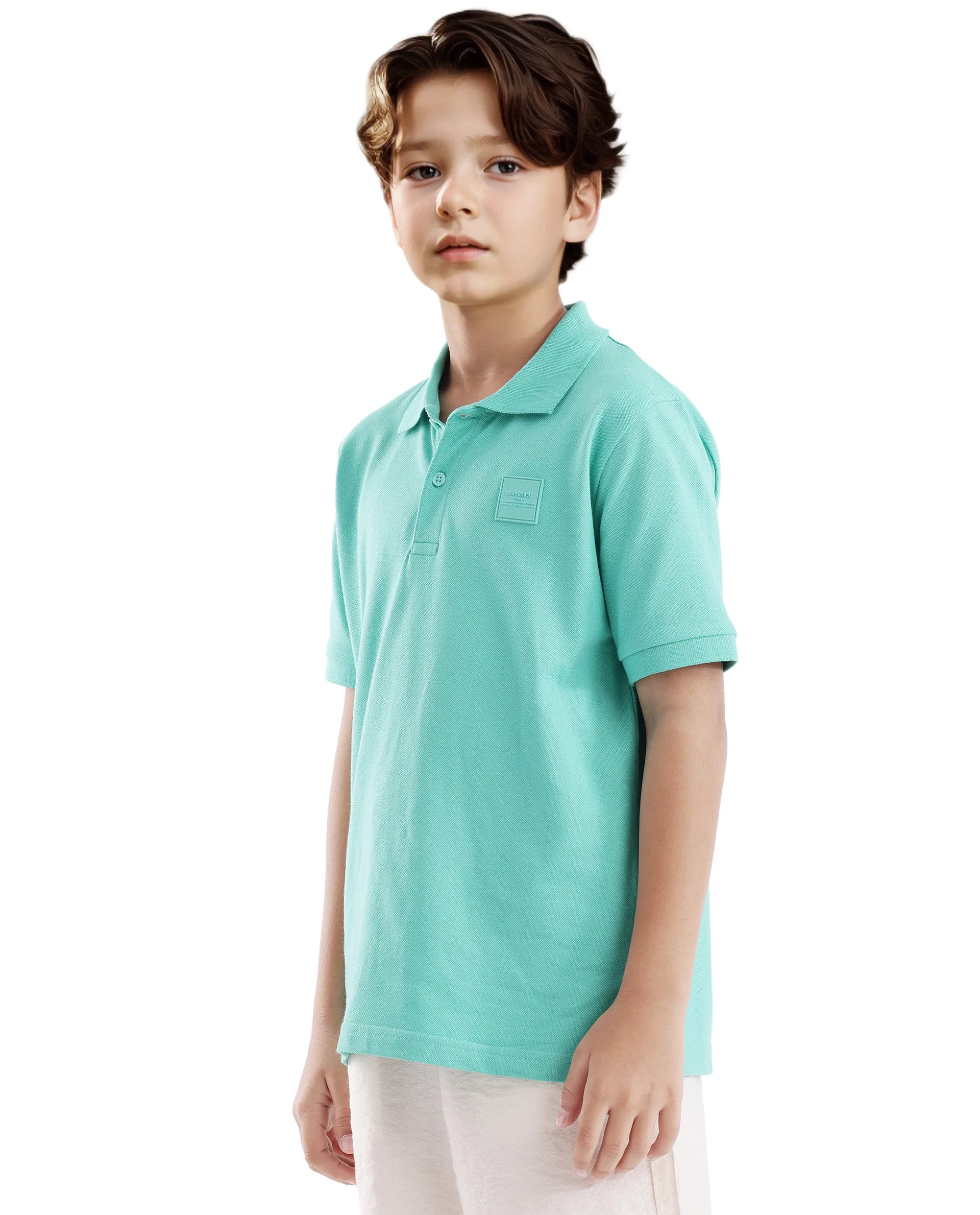 Rare Ones Kids Aran Light Green Cotton Short Sleeve Applique Print Polo