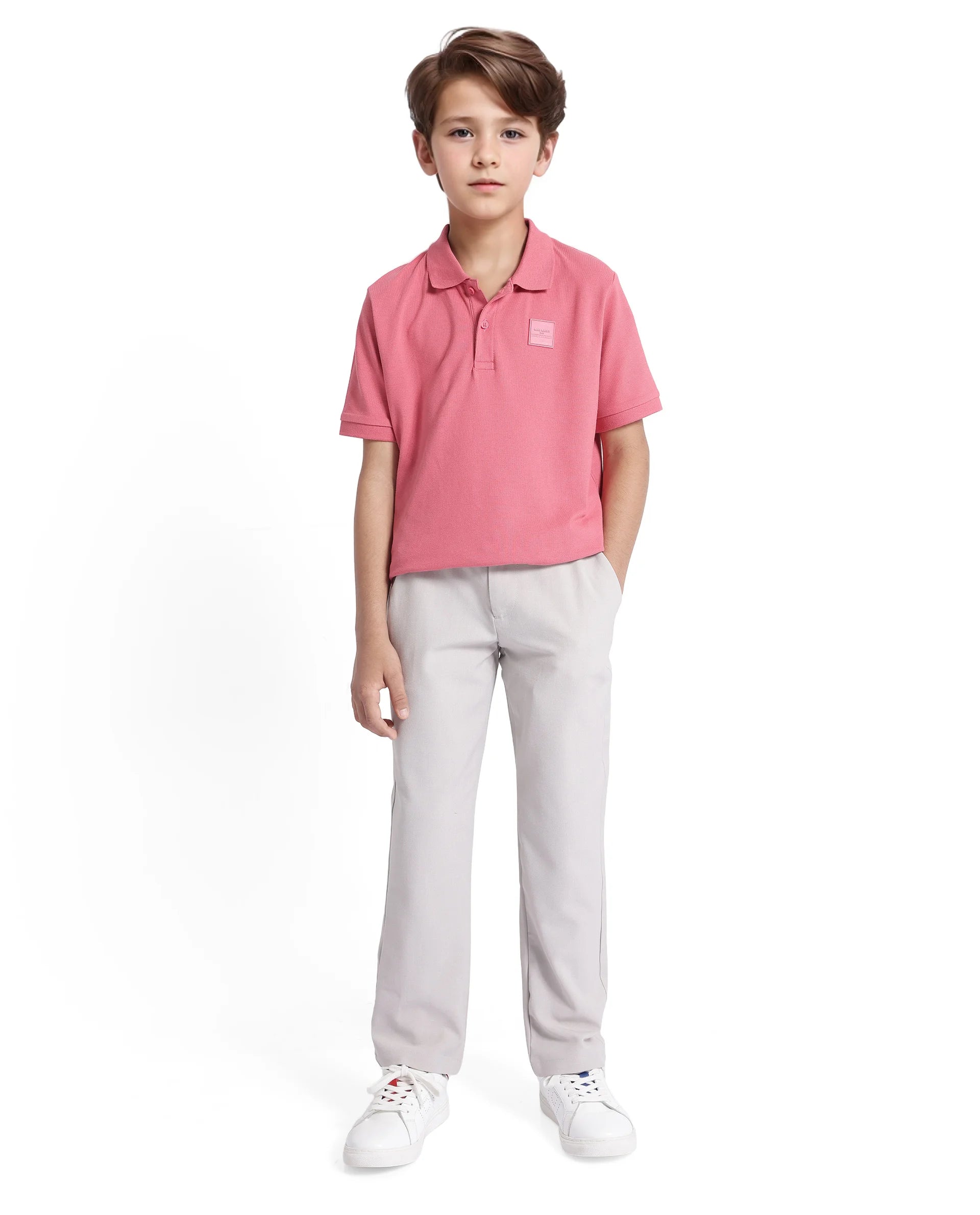 Rare Ones Kids Aran Pink Cotton Short Sleeve Polo Neck Applique Polo