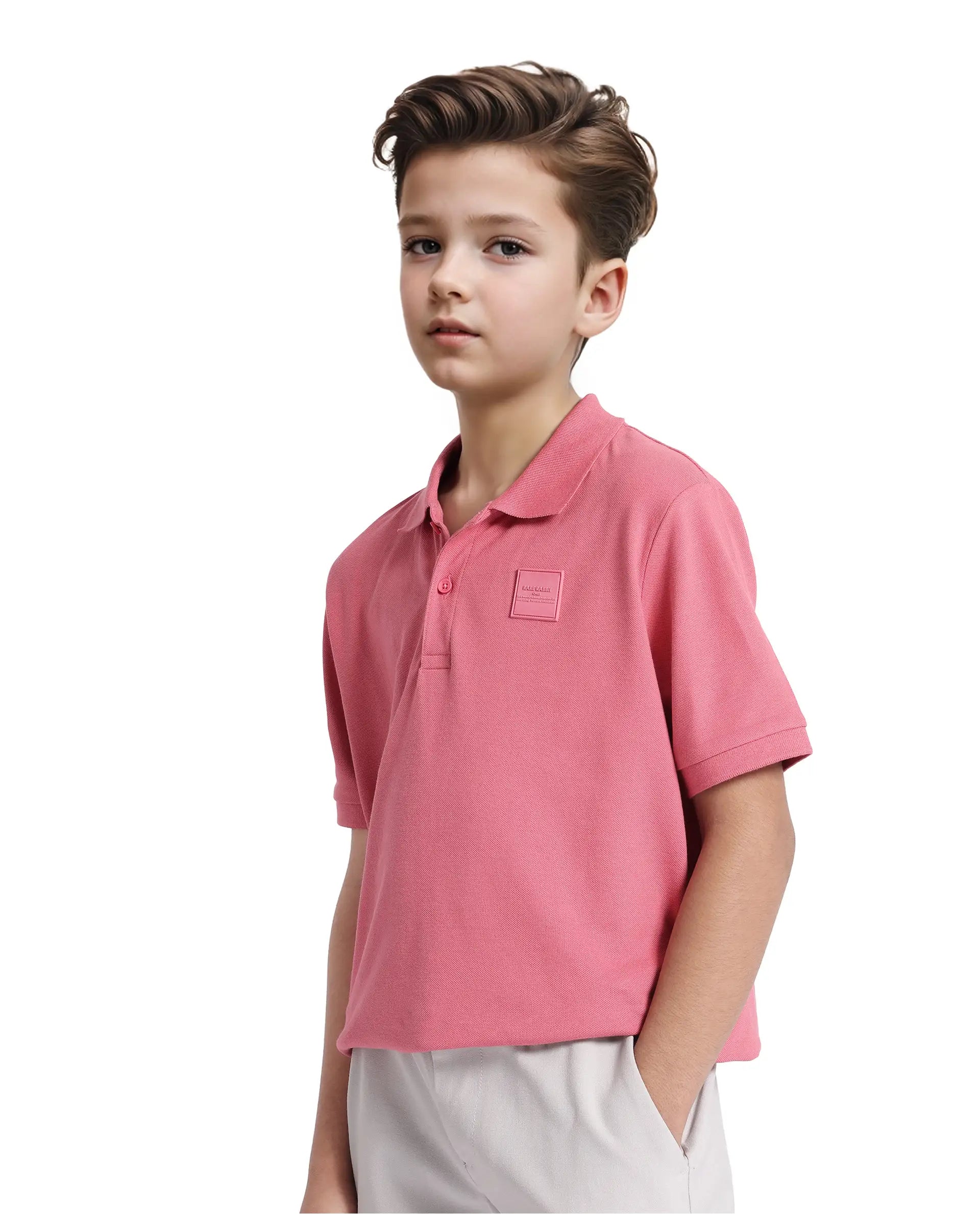 Rare Ones Kids Aran Pink Cotton Short Sleeve Polo Neck Applique Polo