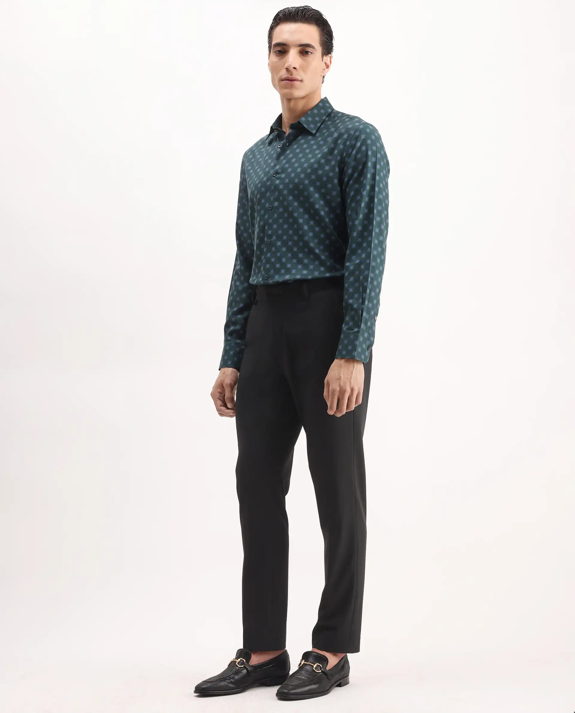 Rare Rabbit Men's Arcade Black Polyester Plain Regular Fit Trouser