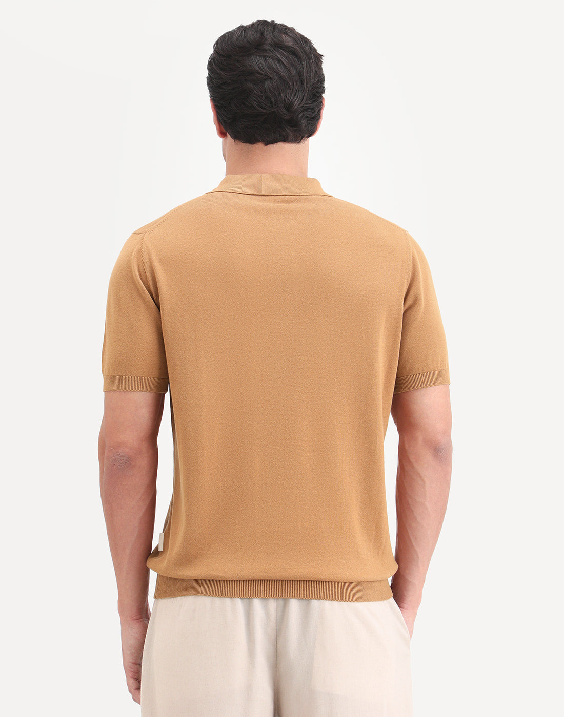 Rare Rabbit Men's Arc Dusky Orange Cotton Fabric Half Sleeve Spread Collar Regular Plain Polo