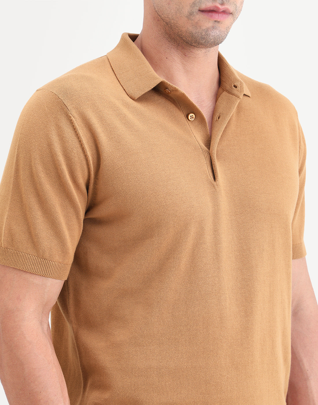 Rare Rabbit Men's Arc Dusky Orange Cotton Fabric Half Sleeve Spread Collar Regular Plain Polo
