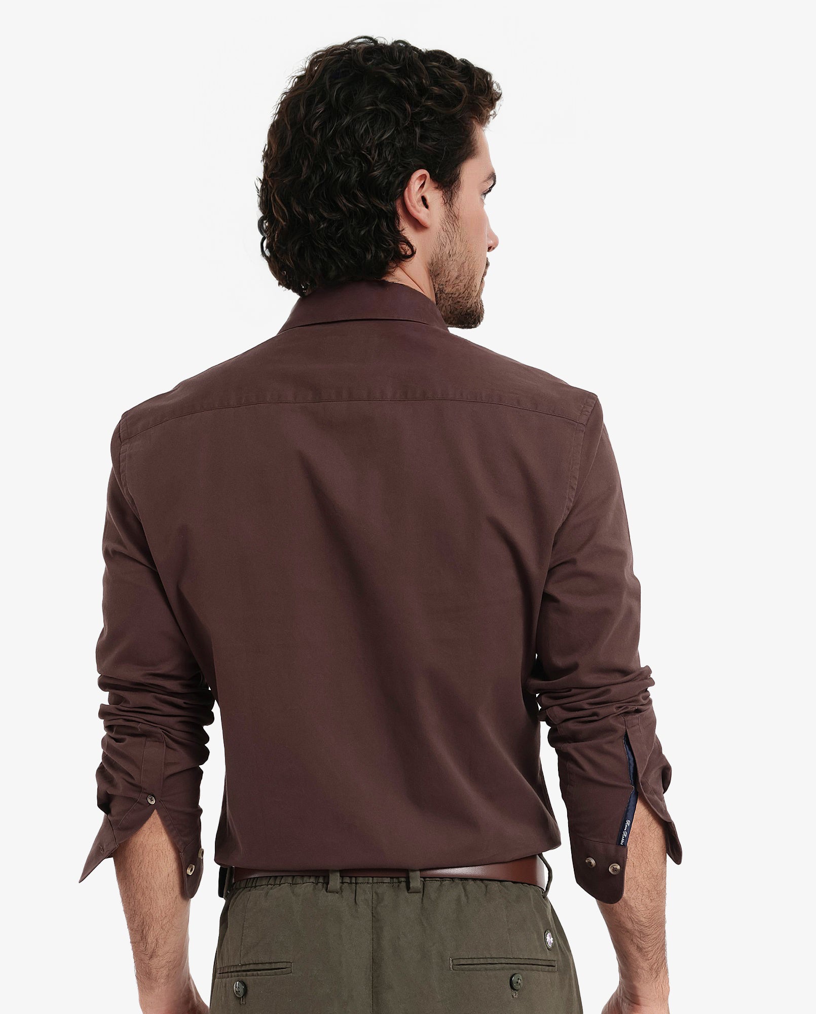 Rare Rabbit Men's Arlet Brown Cotton Fabric Full Sleeve Regular Fit Solid Shirt