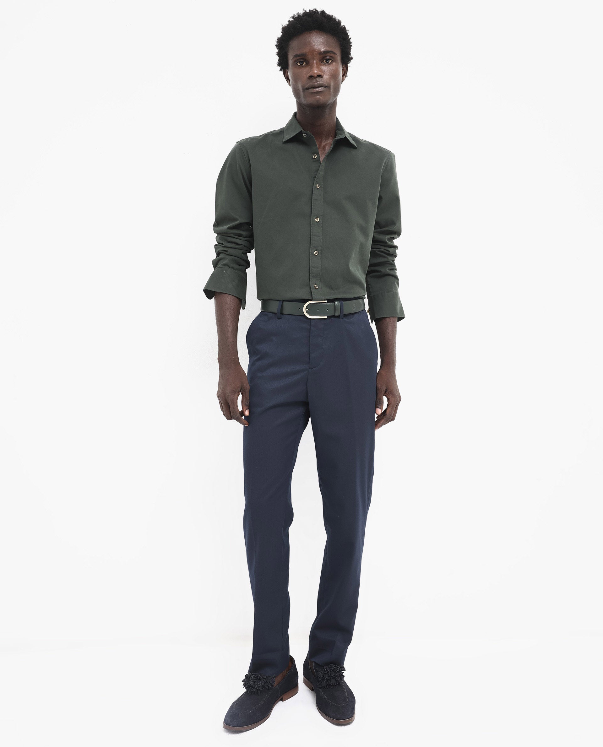 Rare Rabbit Men's Arlet Dark Green Cotton Fabric Full Sleeve Regular Fit Solid Shirt