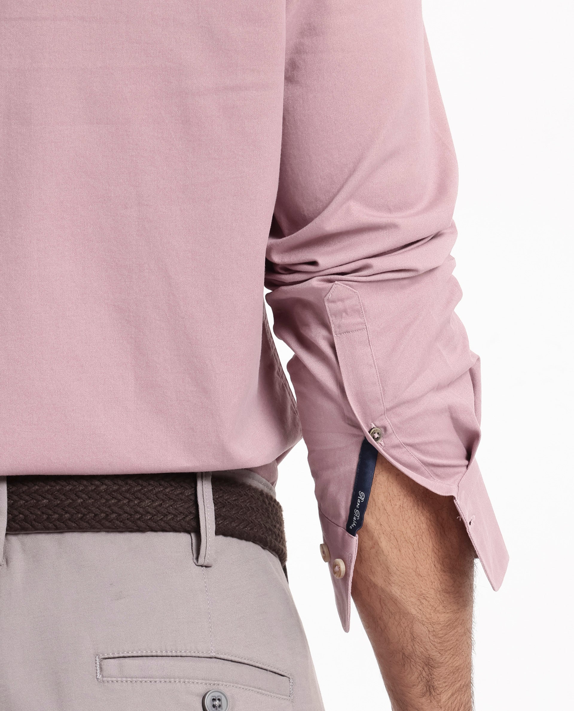 Rare Rabbit Men's Arlet Dusky Pink Cotton Fabric Full Sleeve Regular Fit Solid Shirt