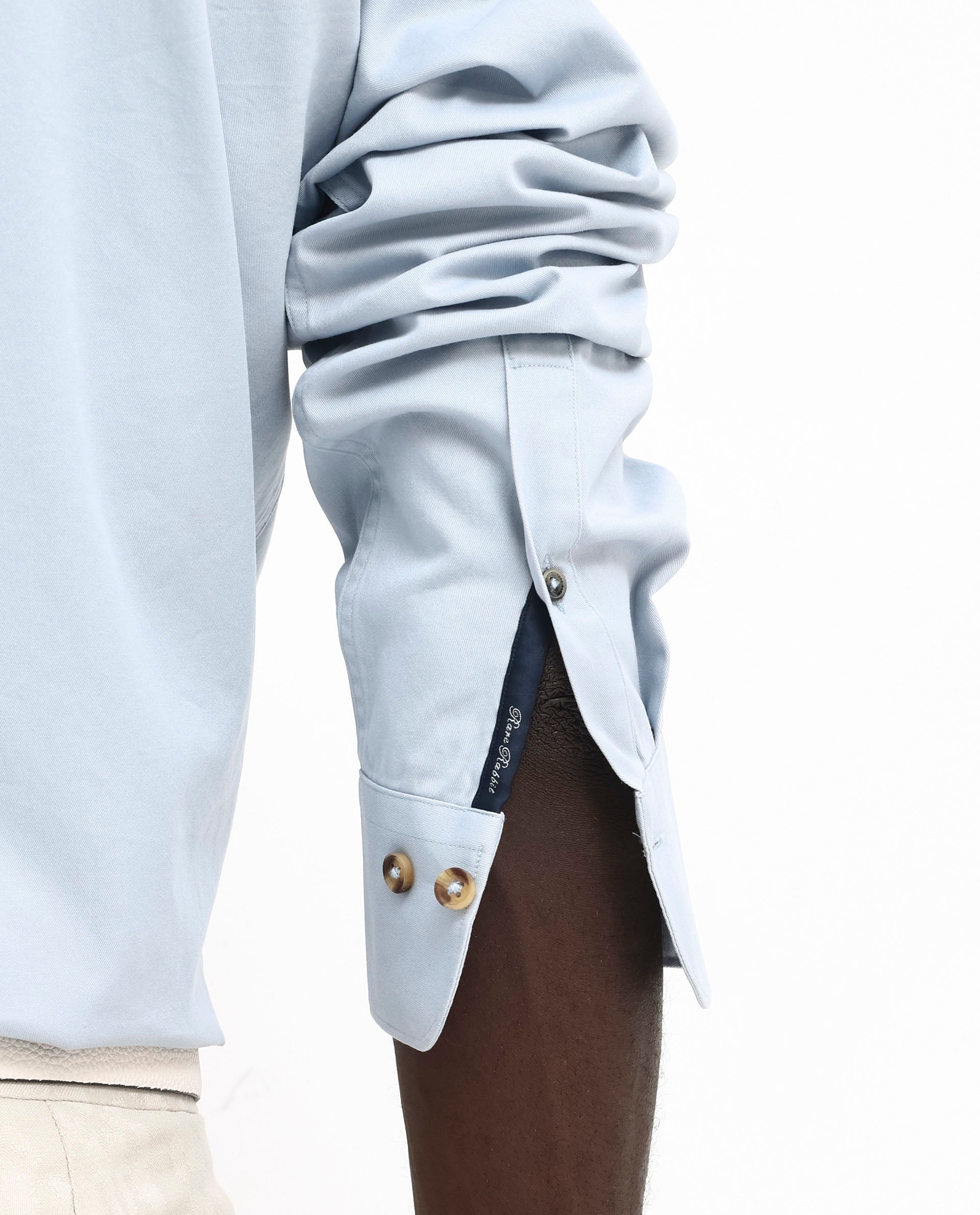 Rare Rabbit Men's Arlet Light Blue Cotton Fabric Full Sleeve Regular Fit Solid Shirt