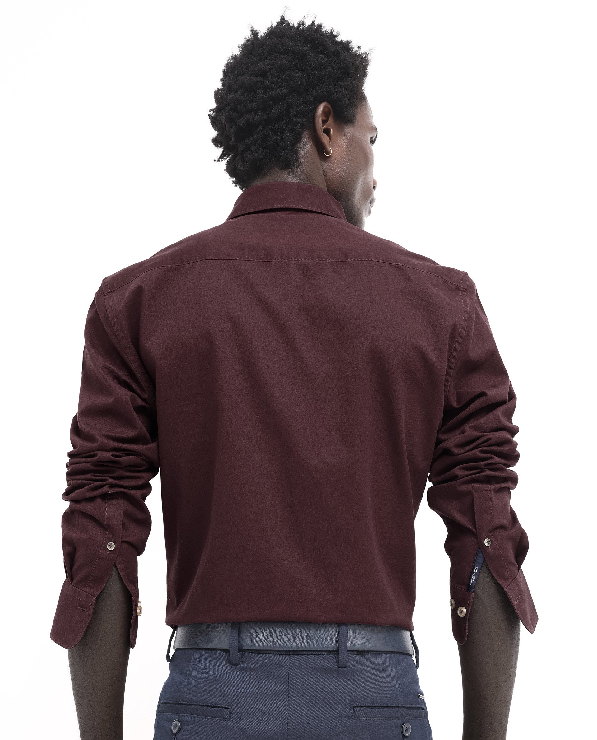 Rare Rabbit Men's Arlet Maroon Cotton Fabric Full Sleeve Regular Fit Solid Shirt