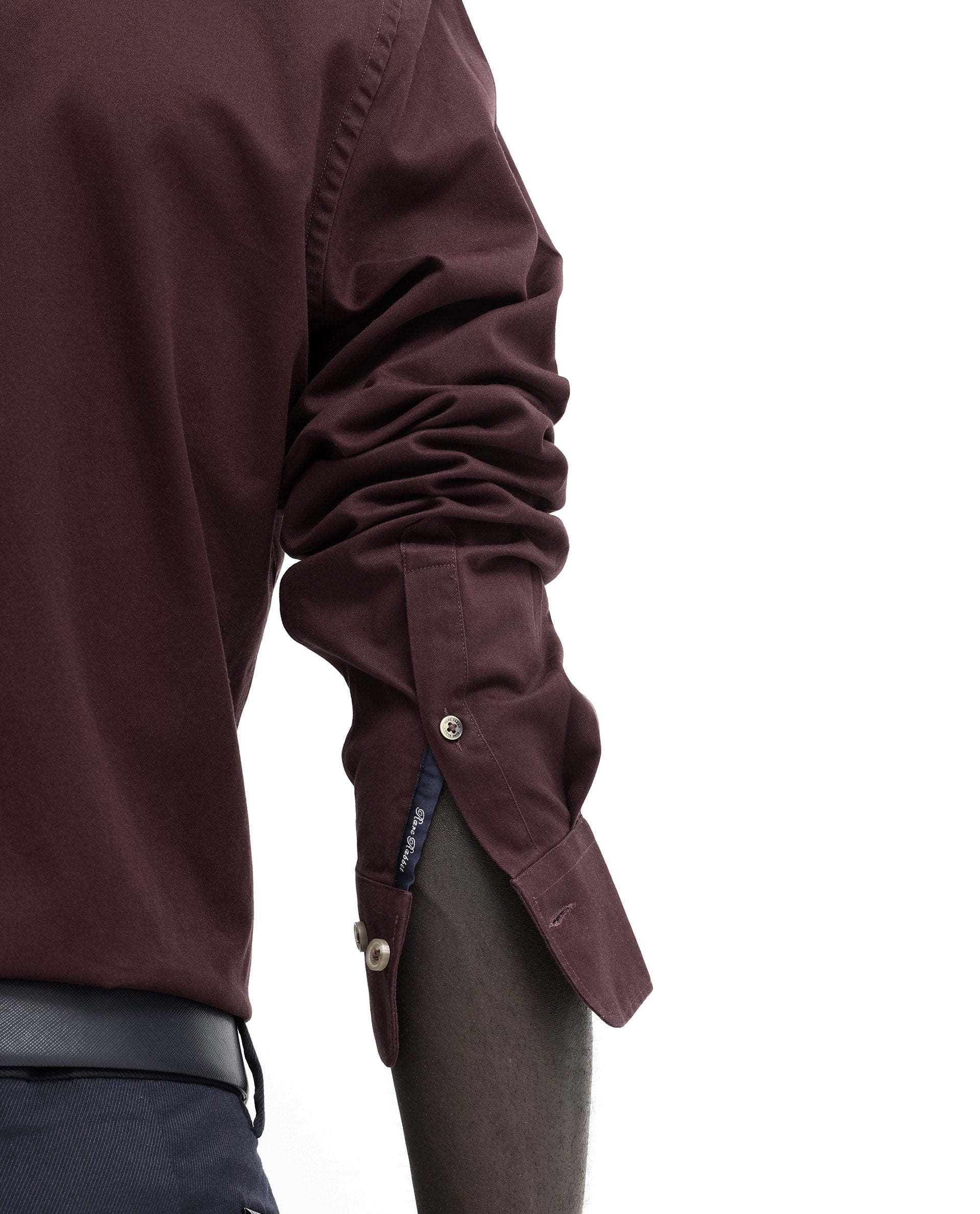 Rare Rabbit Men's Arlet Maroon Cotton Fabric Full Sleeve Regular Fit Solid Shirt