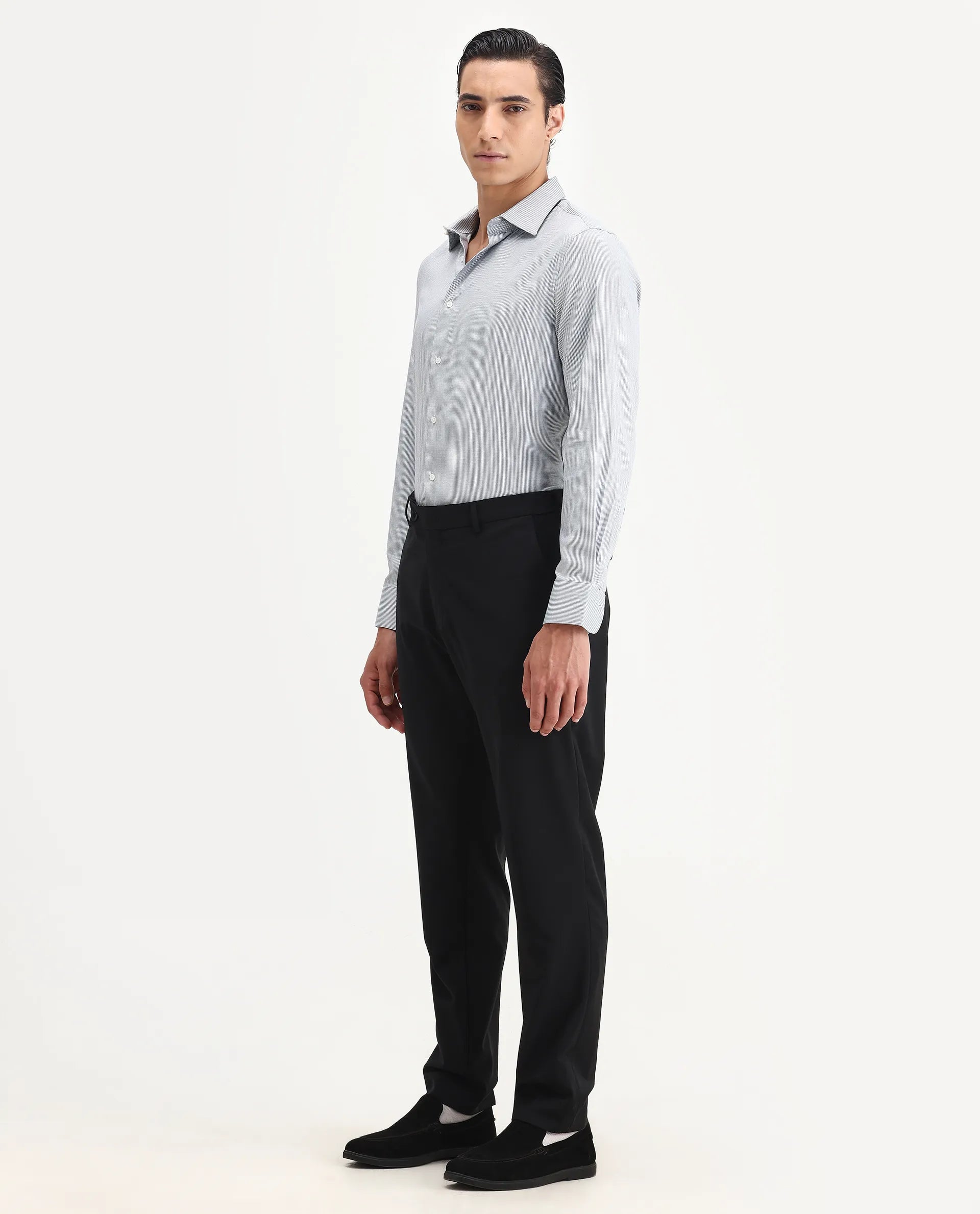 Rare Rabbit Men's Arlo-B Black Polyester Plain Slim Fit Full Sleeve Lapel Neck Suits