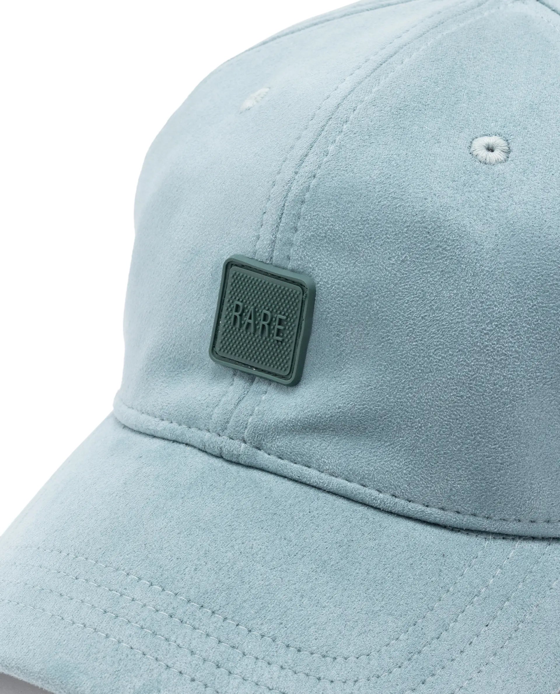 Rare Rabbit Men Armour Teal Suede Monotone Color Silicone Badge Branding Cap