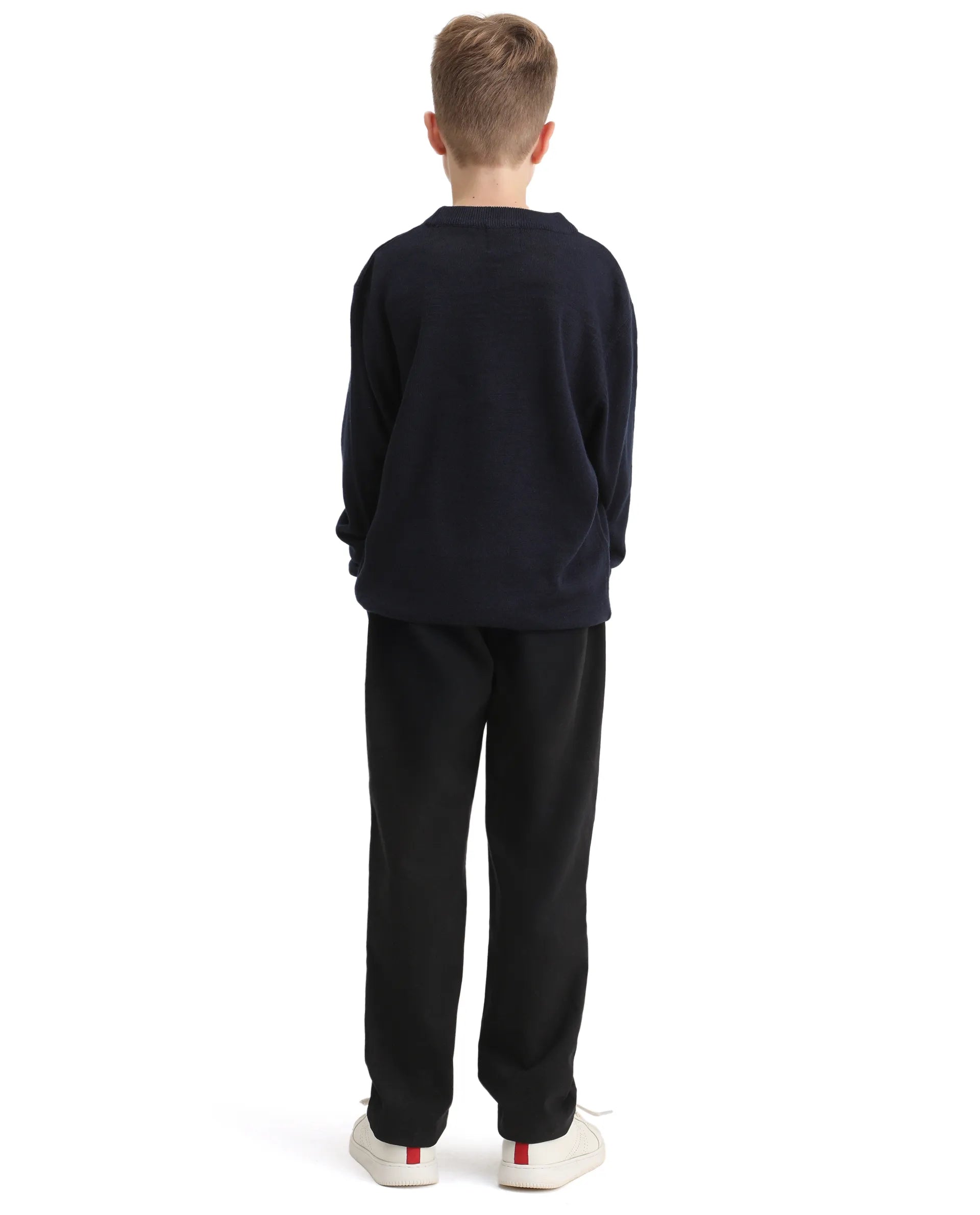 Rare Ones Kids Arne-K Black Cotton Blend Solid Button Closure Regular Fit Trouser