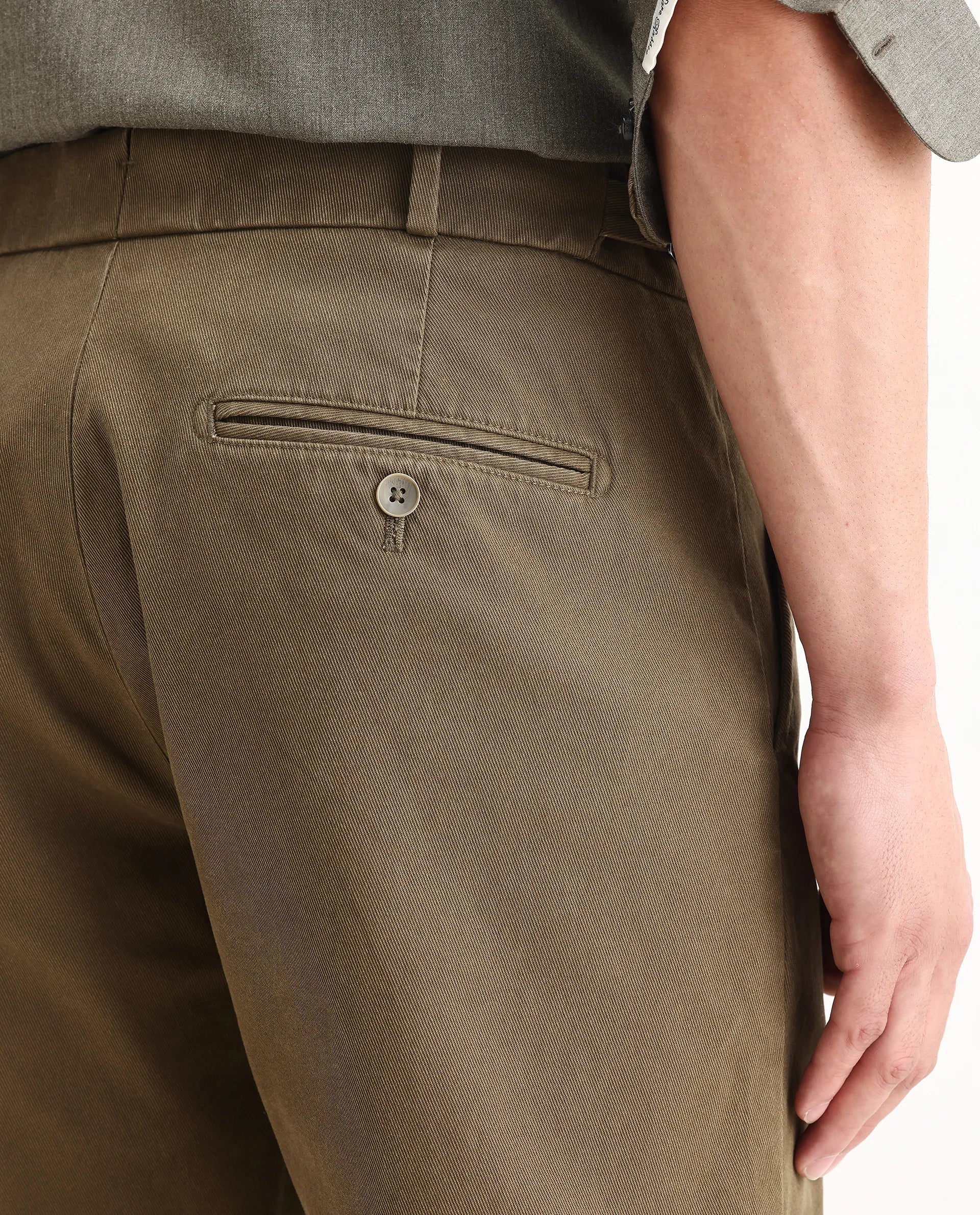 Rare Rabbit Men Arne Olive Cotton Blend Plain Regular Fit Trouser