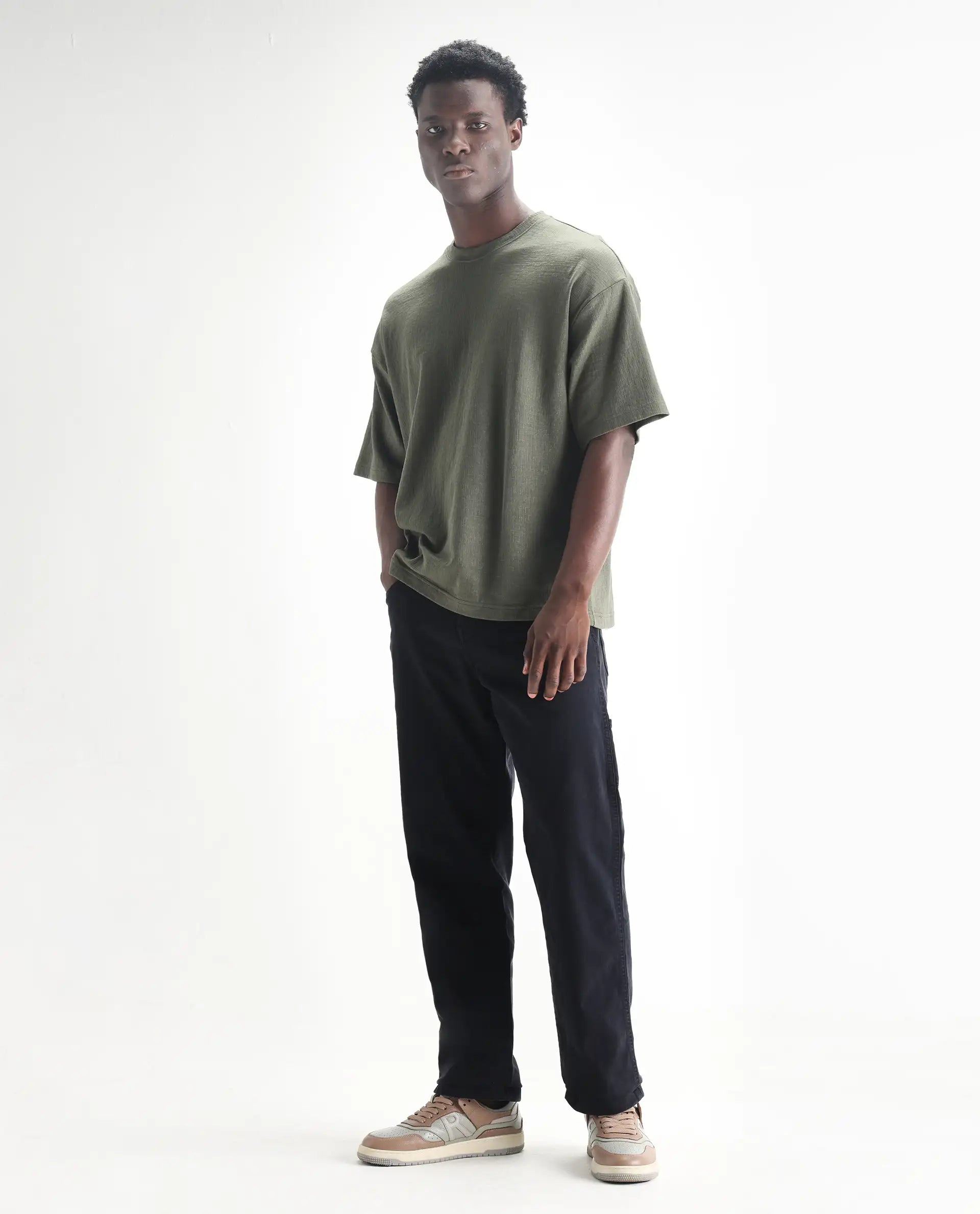 Rare Rabbit Men's Arni Navy Cotton Plain Carpenter Fit Jeans