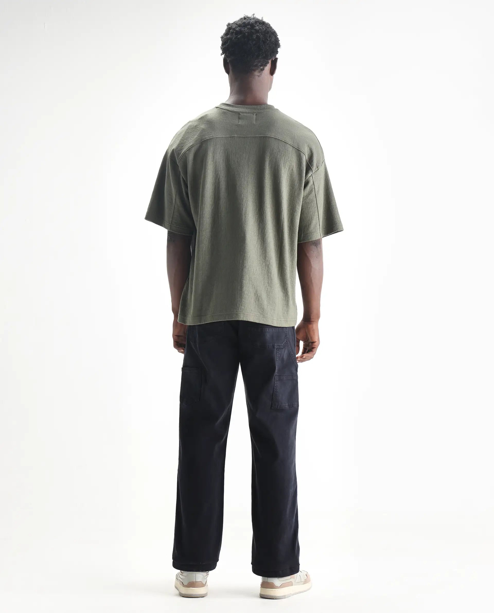 Rare Rabbit Men's Arni Navy Cotton Plain Carpenter Fit Jeans