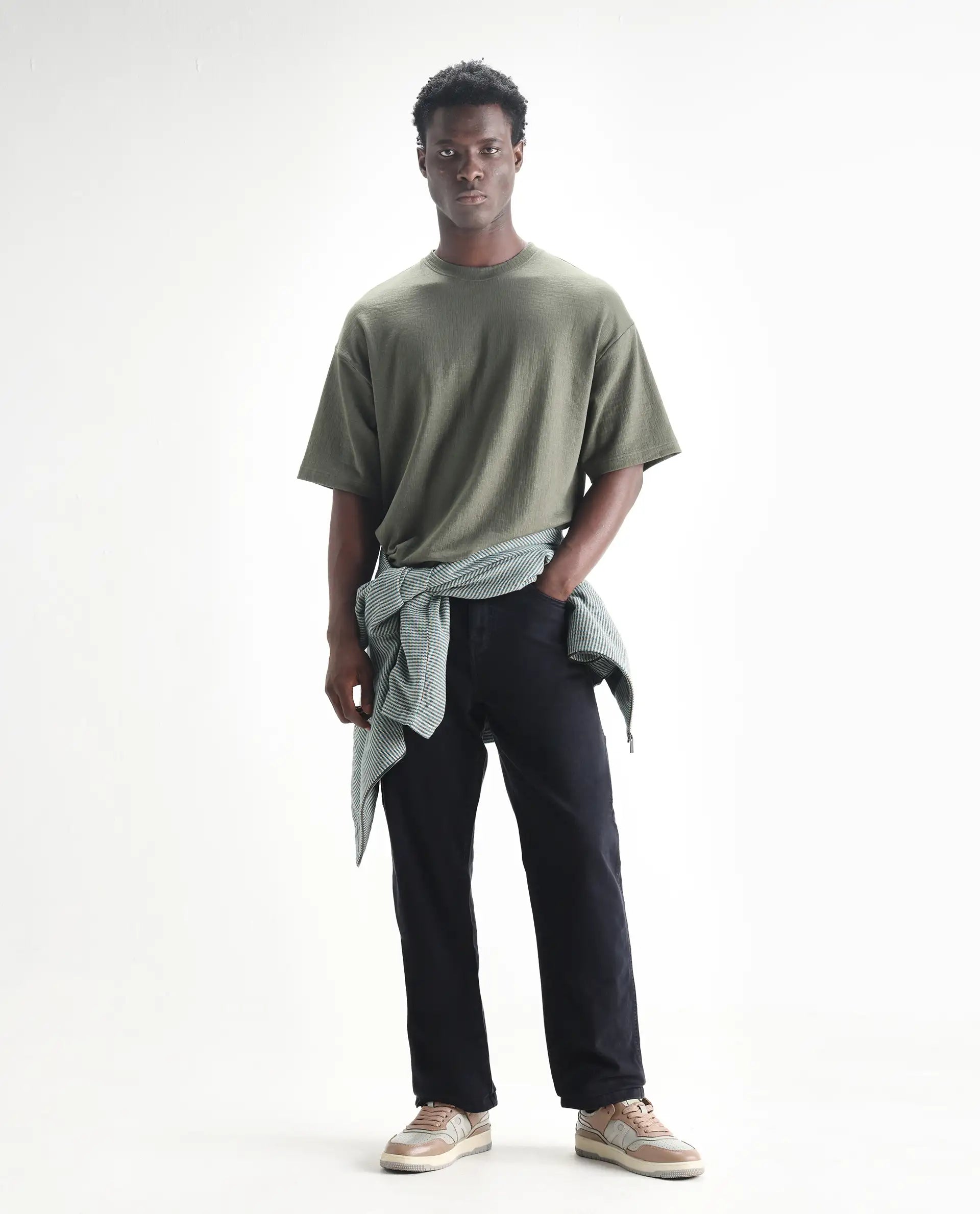 Rare Rabbit Men's Arni Navy Cotton Plain Carpenter Fit Jeans