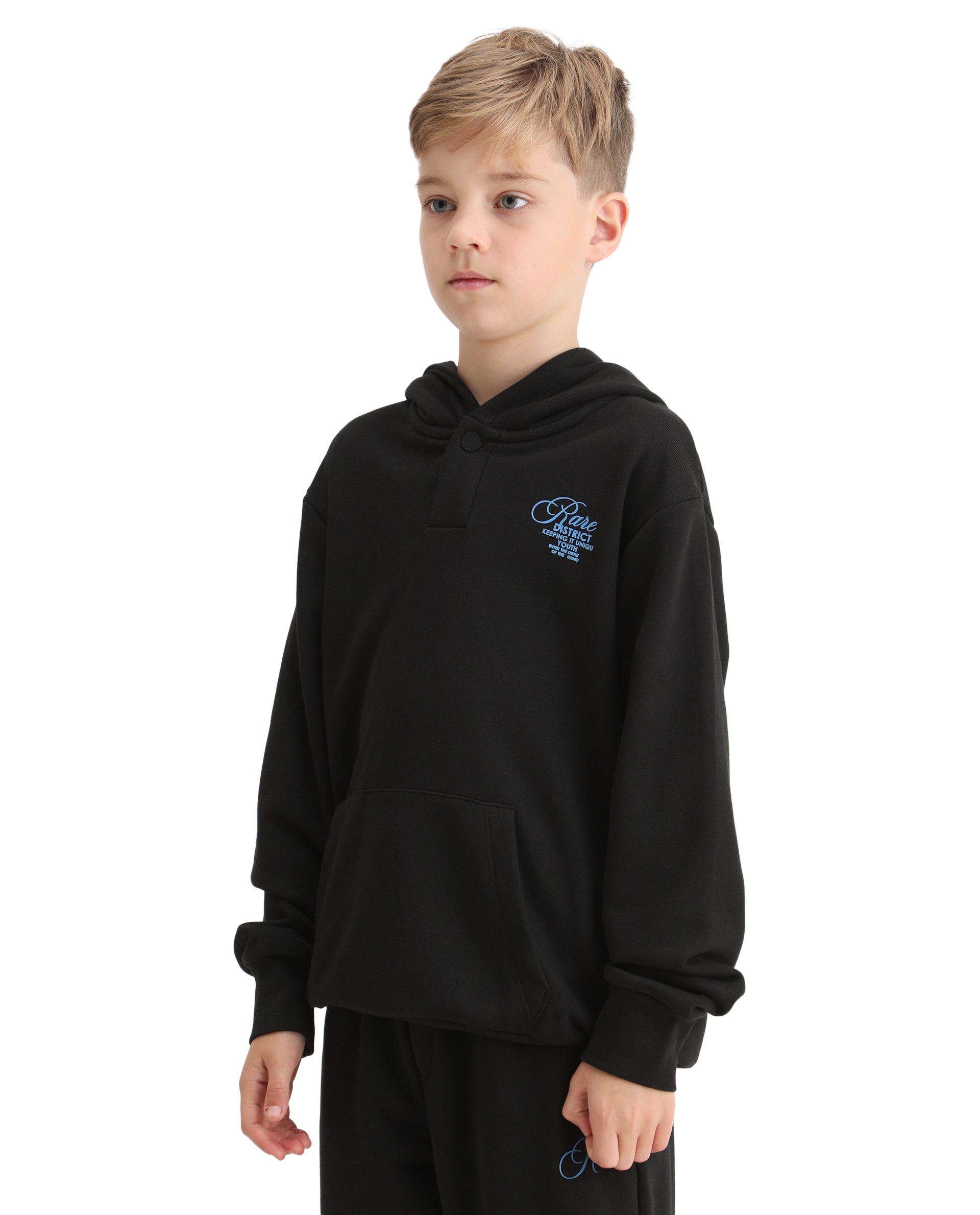 Rare Ones Kids Arno Black Cotton Blend Hd Print Oversized Sweatshirt