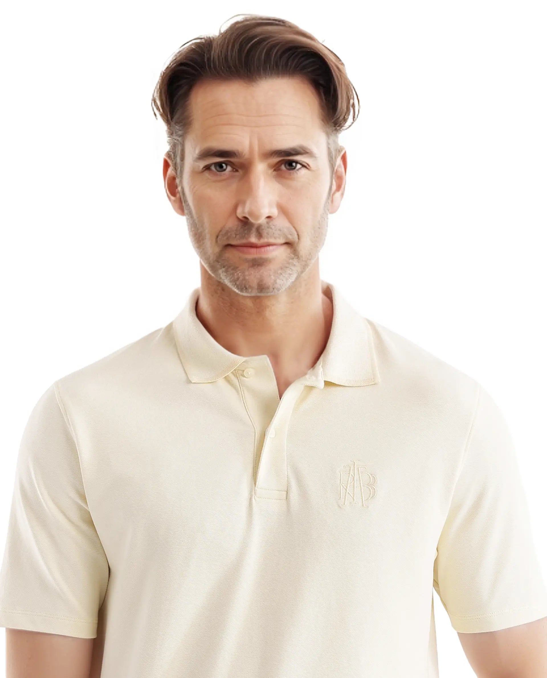 Rare Rabbit Men Aroe Pastel Yellow Lycra Pique Fabric Short Sleeve Regular Collared Embroidered Logo Plain Polo