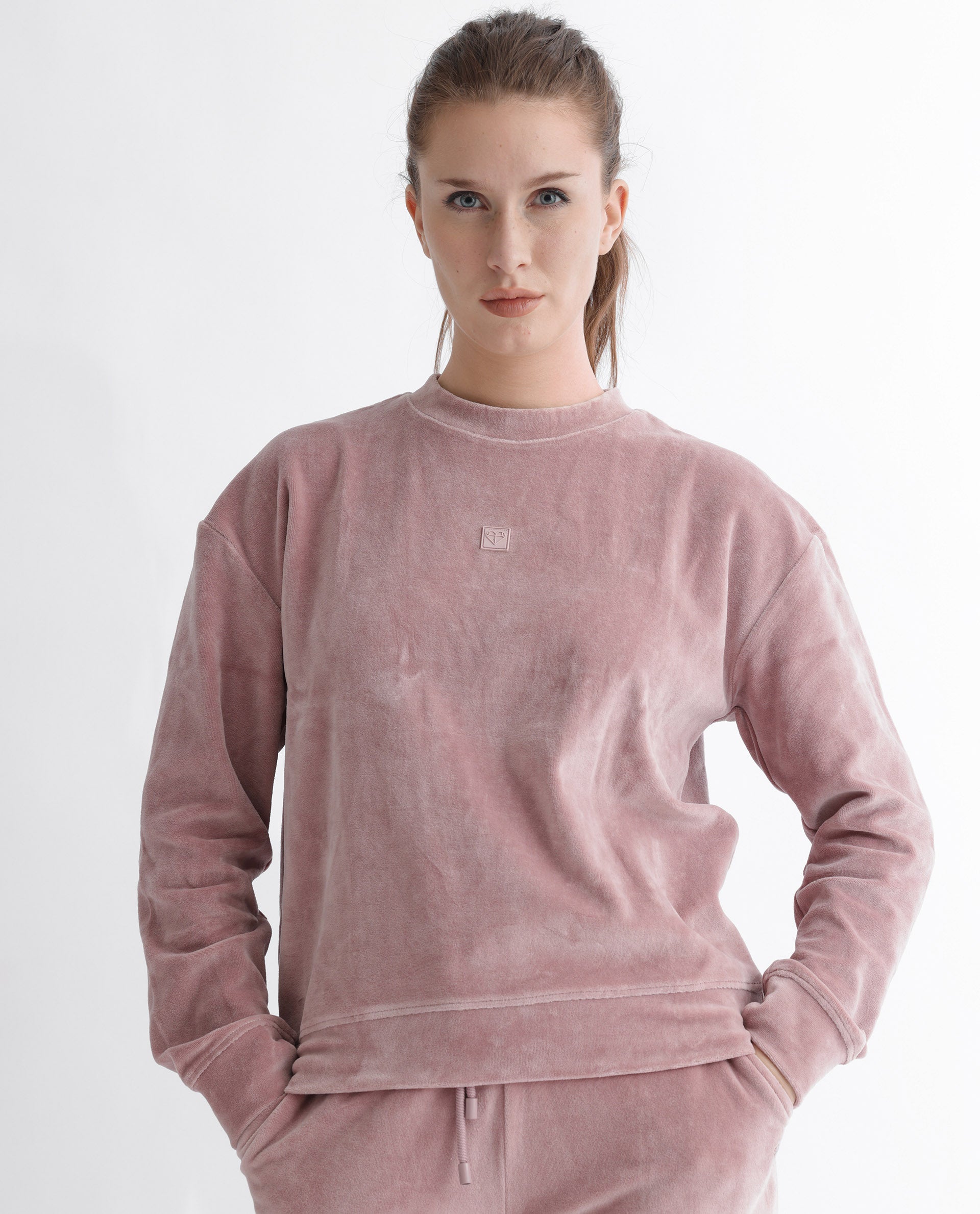 Rareism Articale Women Micolo Dusky Pink Cotton Blend Fabric Full Sleeves Cuffed Sleeve Round Neck Regular Fit Graphic Print Sweatshirt