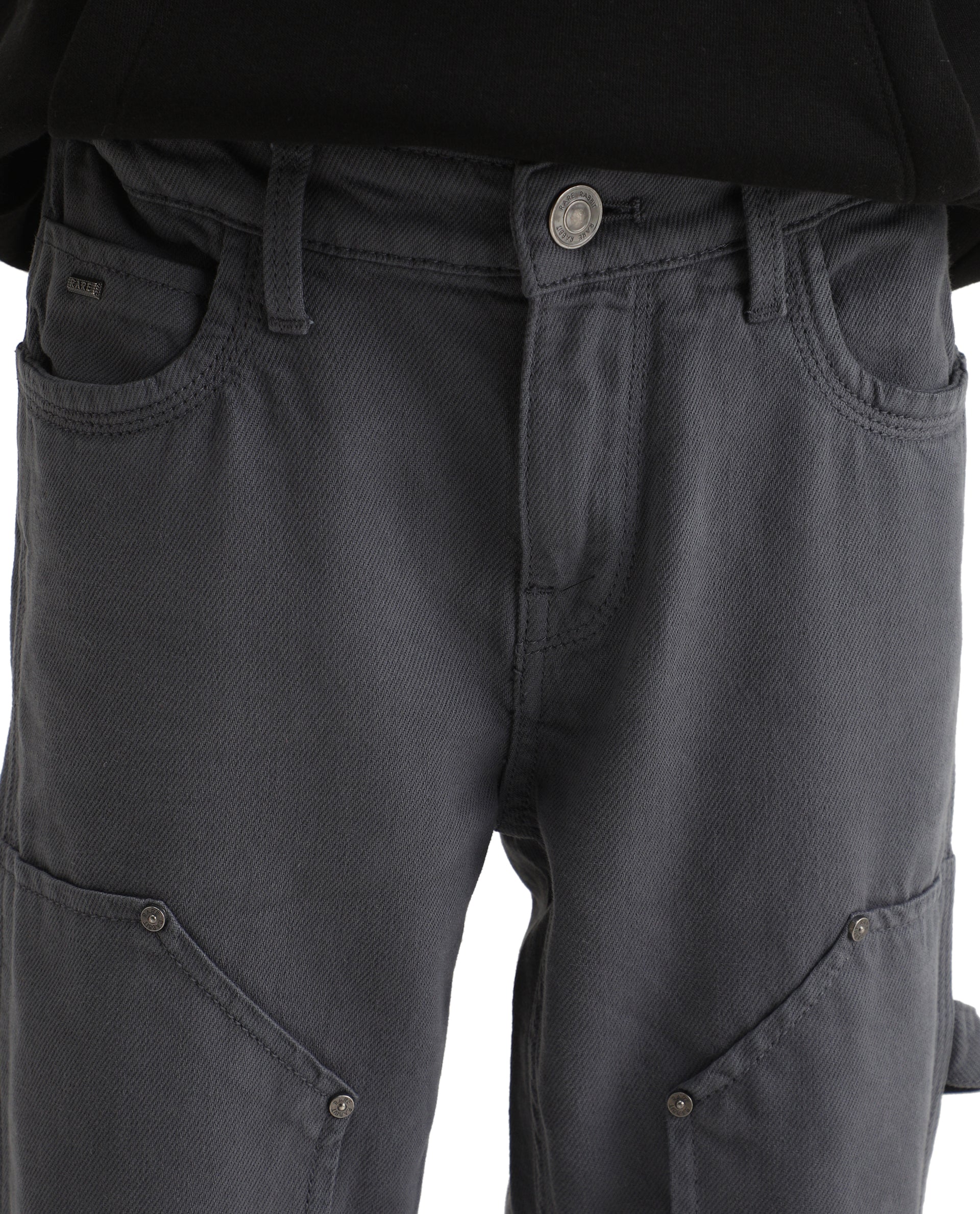 Rare Ones Kids Arvi-K Blue Cotton Button And Zip Carpenter Fit Jeans