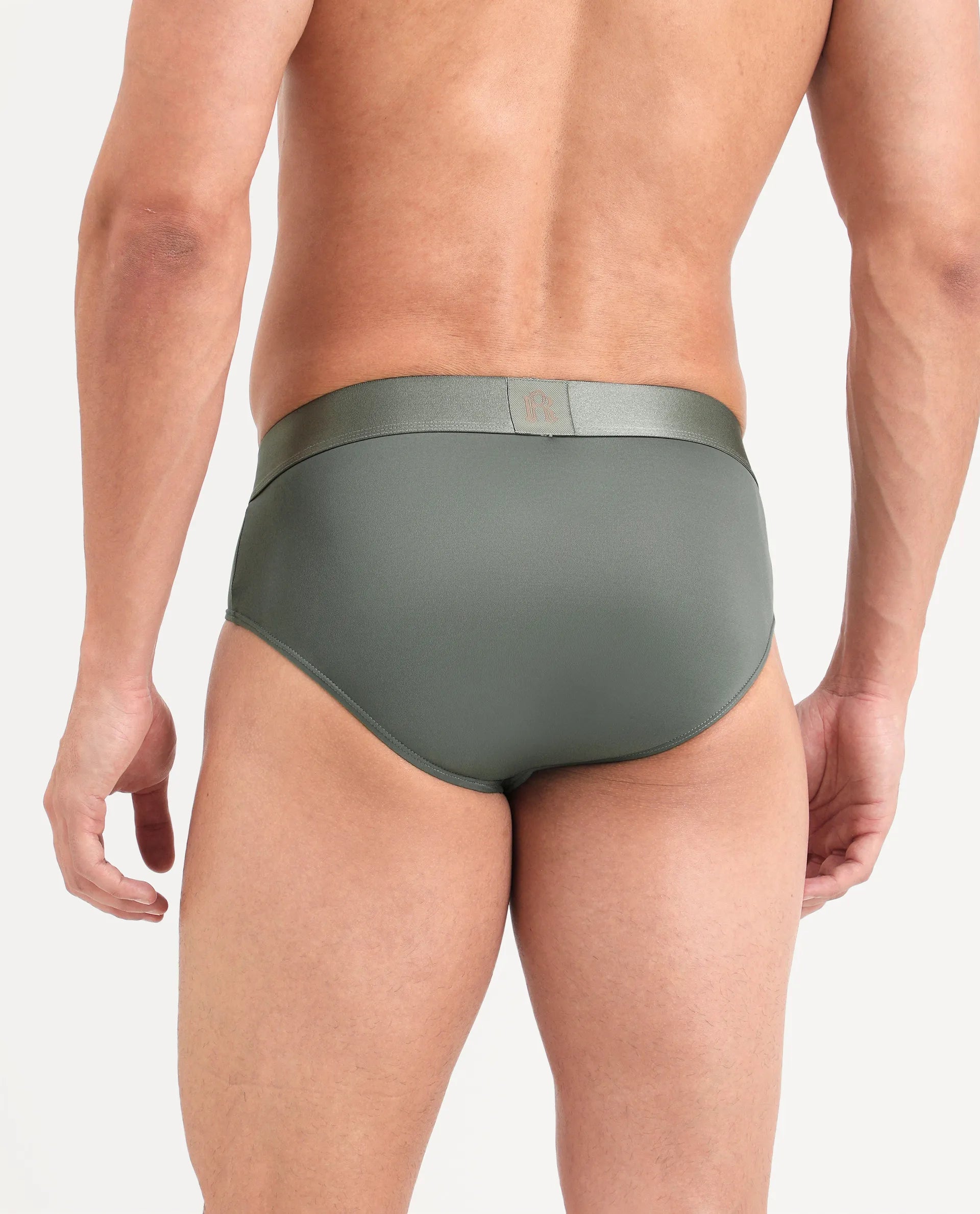 Rare Rabbit Men's Asit Green Soft Nylon Blend Stretch Briefs
