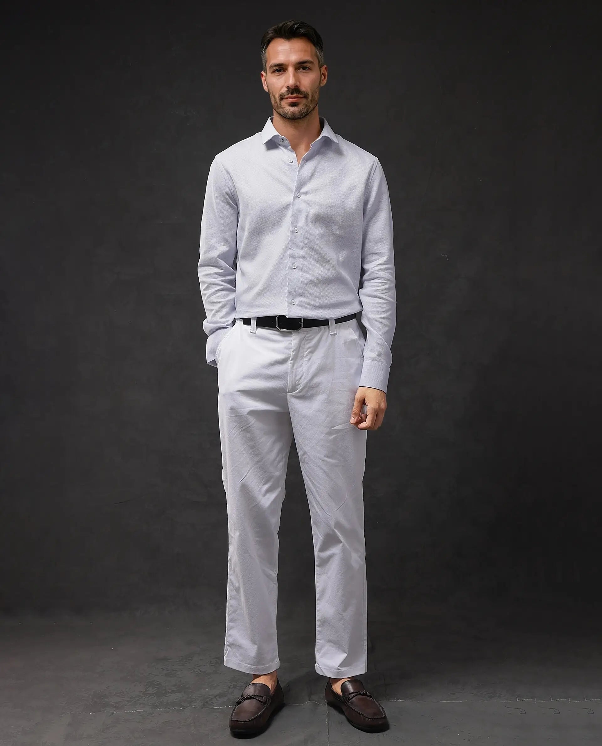 Rare Rabbit Men Astron-1 Pastel Purple Full Sleeve Regular Fit Plain Shirt