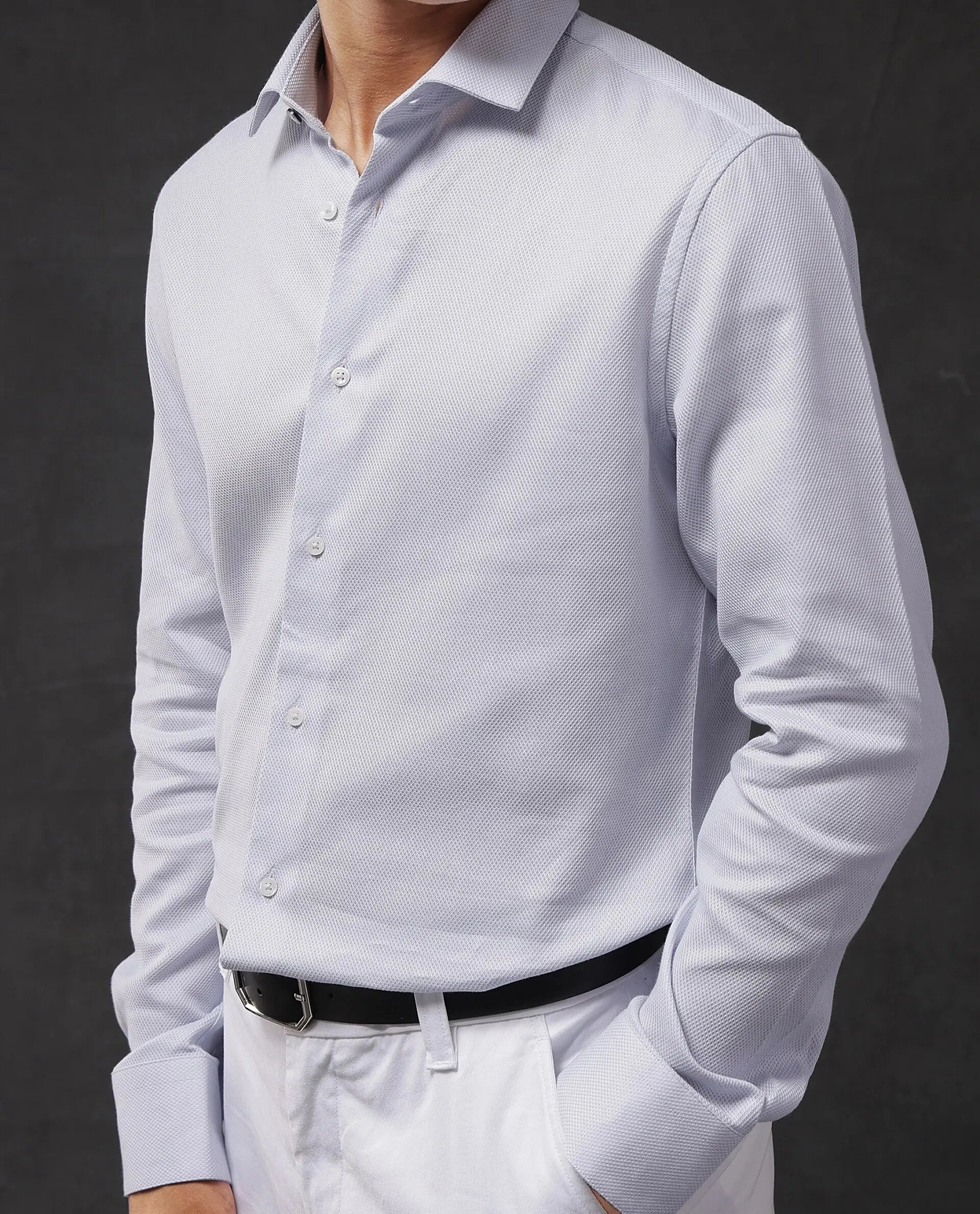 Rare Rabbit Men Astron-1 Pastel Purple Full Sleeve Regular Fit Plain Shirt