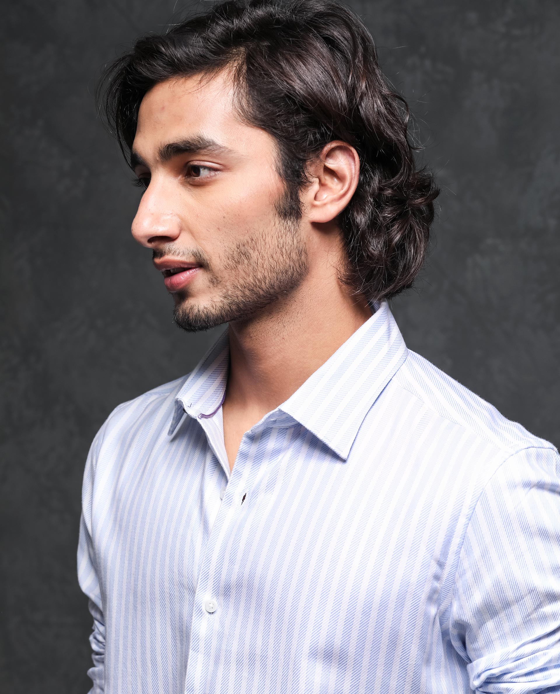 Rare Rabbit Men's Astum Blue Cotton Fabric Full Sleeves Striped Shirt