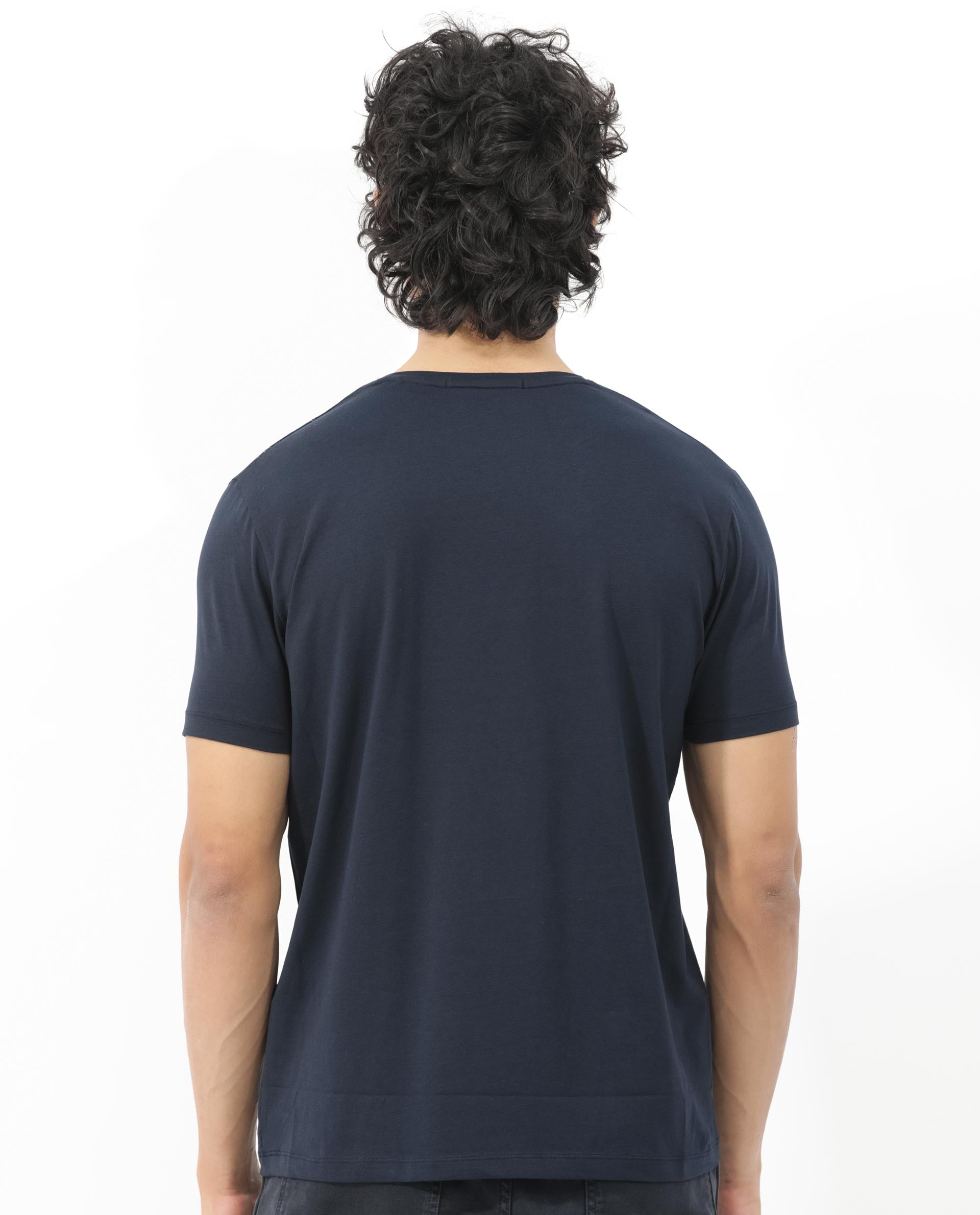 Rare Rabbit Mens Athens Navy Short Sleeve Graphic Print T-Shirt