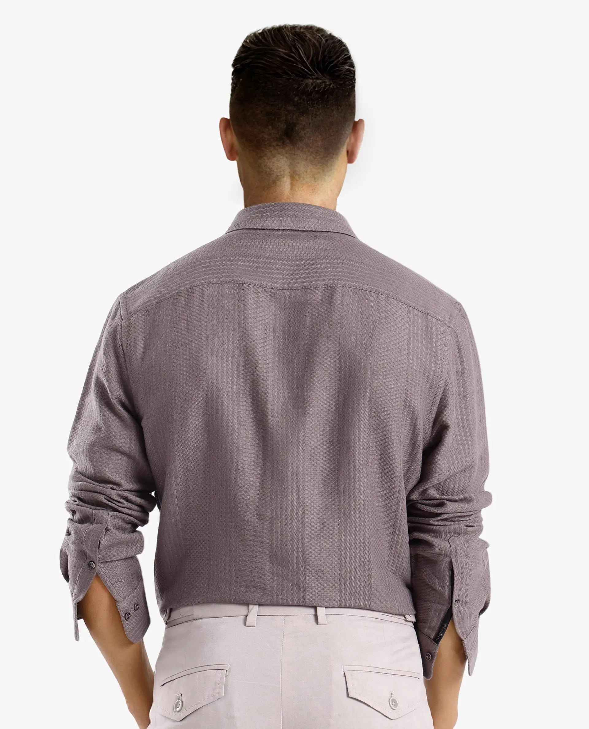 Rare Rabbit Men Aube Dark Brown Cotton Fabric Full Sleeve Slim Fit Plain Shirt