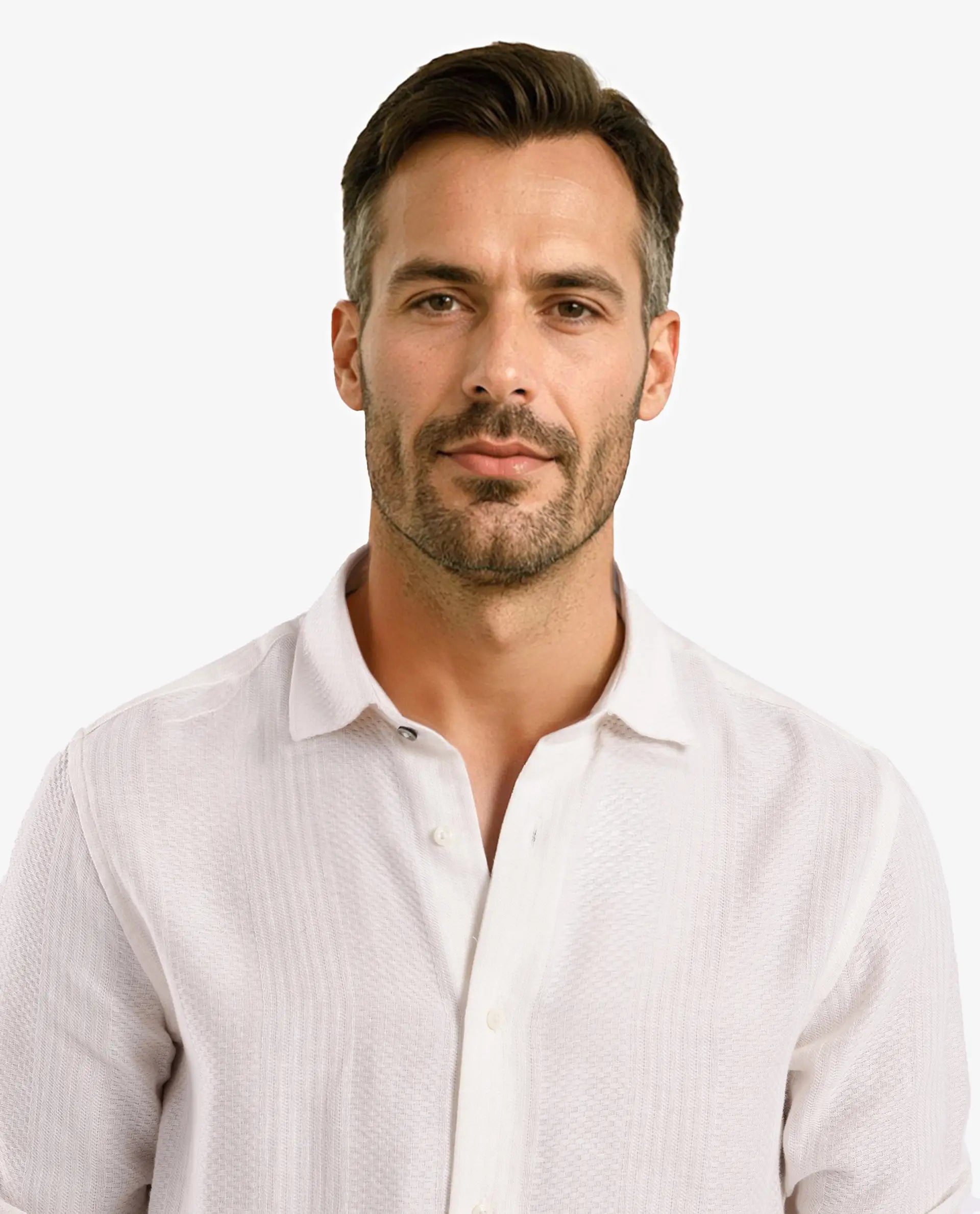 Rare Rabbit Men Aube Off White Cotton Fabric Full Sleeve Slim Fit Plain Shirt