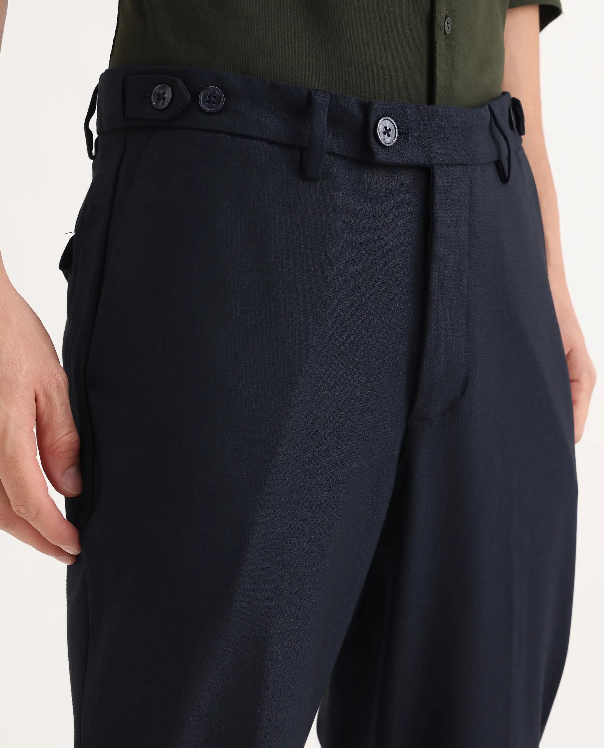 Rare Rabbit Men's Austin Beige Cotton Plain Relaxed Fit Trouser