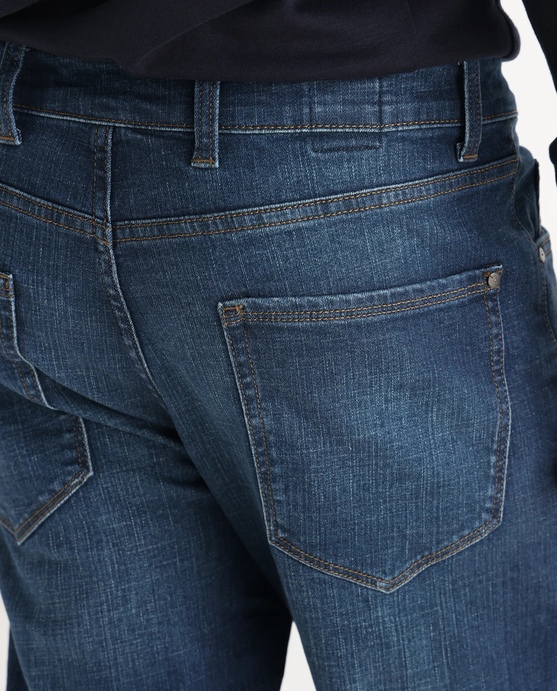 Rare Rabbit Men's Axel Blue Cotton Blend Plain Morris Regular Fit Jeans