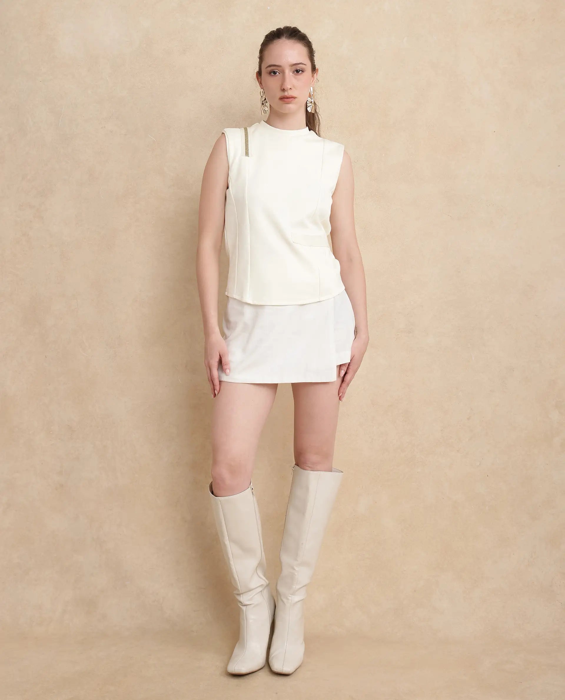 Rareism Women Aytat Off White Plain Top